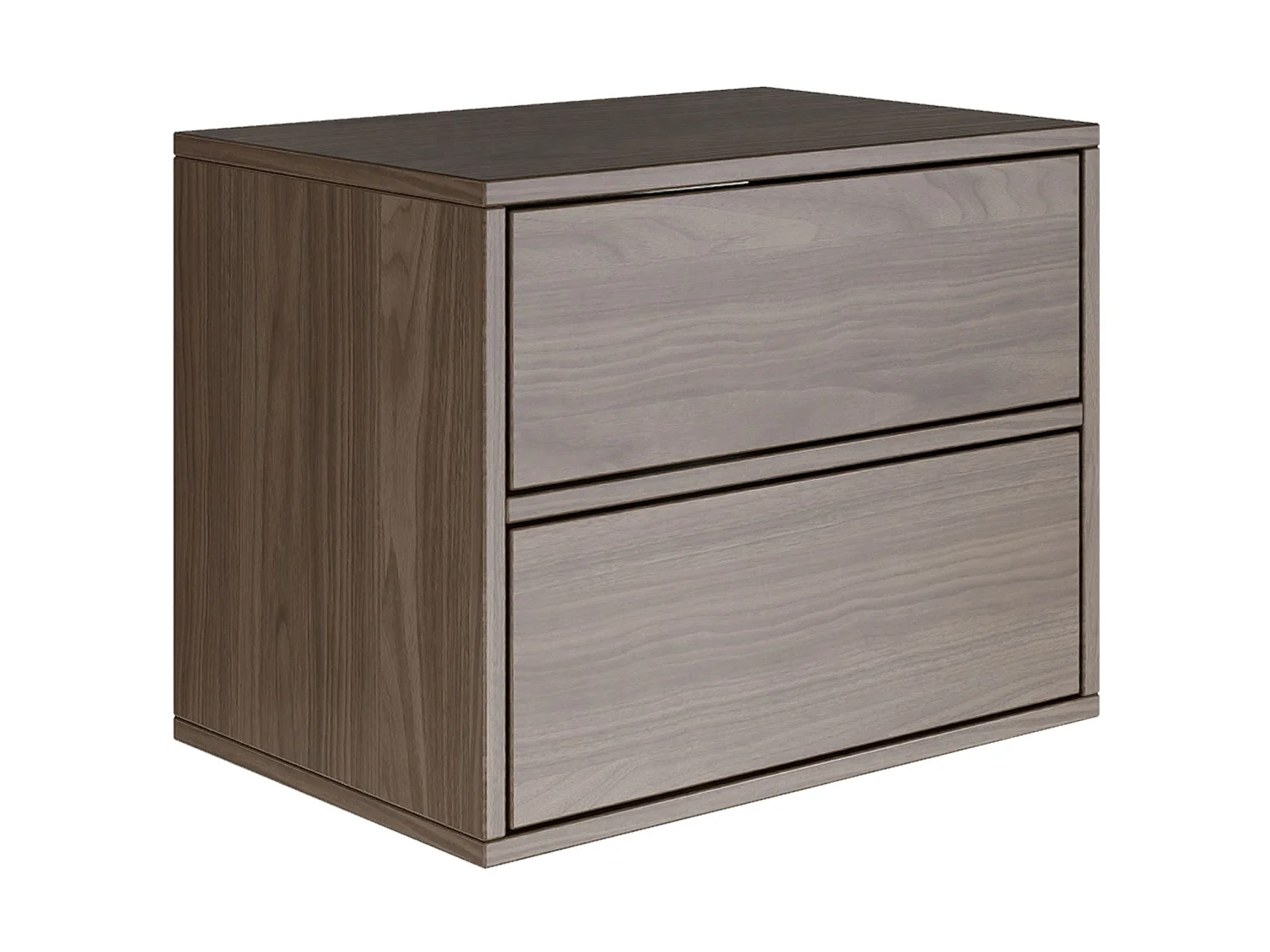 Table de chevet suspendue – avec 2 tiroirs – effet bois noyer – 50 cm – FRAMME