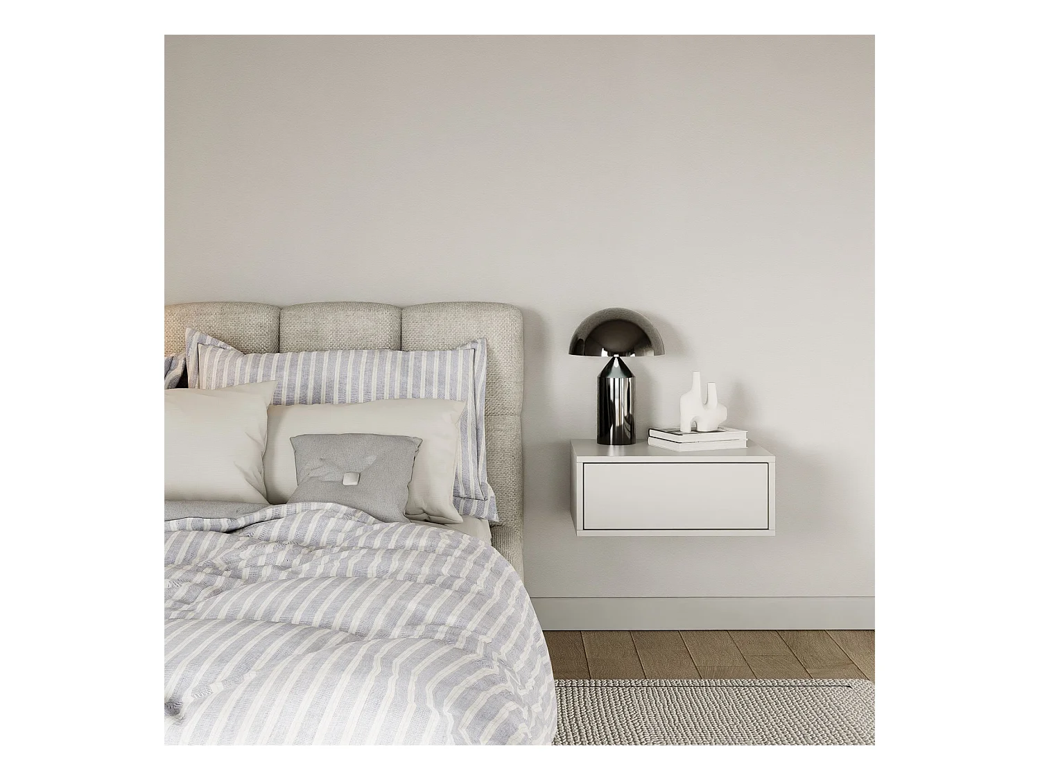 Table de chevet suspendue – avec tiroir – blanc – 50 cm – FRAMME