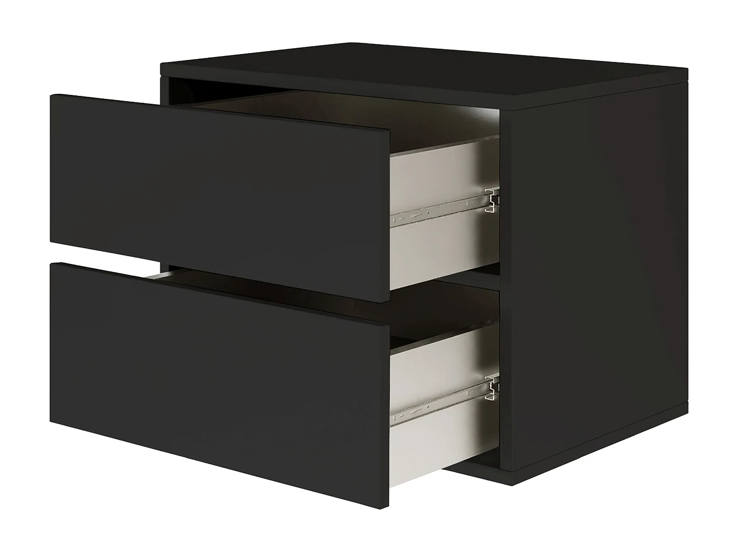 Table de chevet suspendue – avec 2 tiroirs – noir – 50 cm – FRAMME