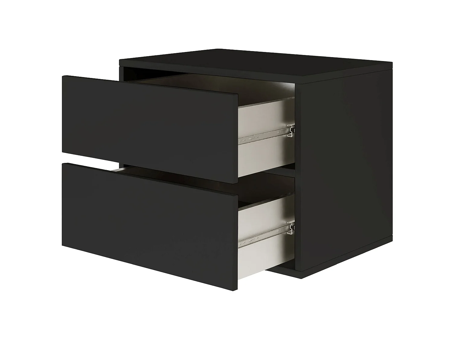 Table de chevet suspendue – avec 2 tiroirs – noir – 50 cm – FRAMME