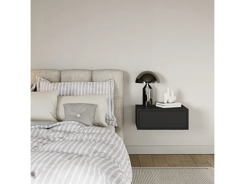 Comodino sospeso – con cassetto – nero – 50 cm – FRAMME