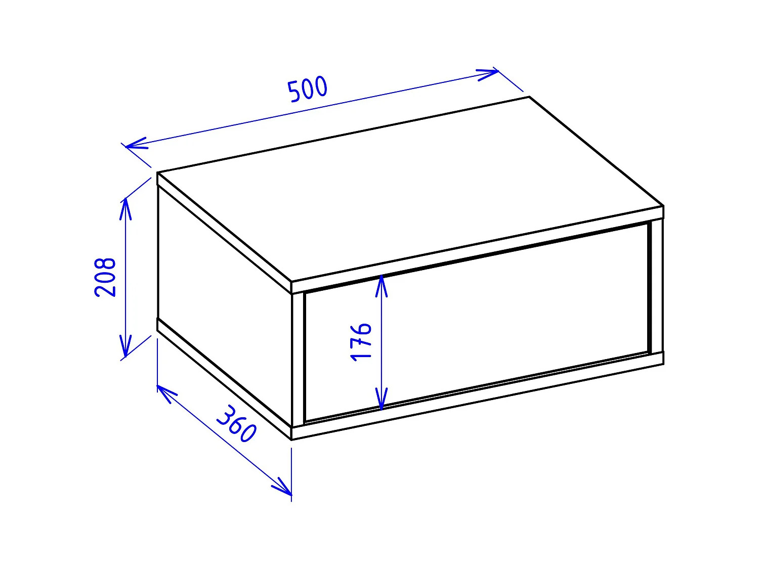 Table de chevet suspendue – avec tiroir – noir – 50 cm – FRAMME