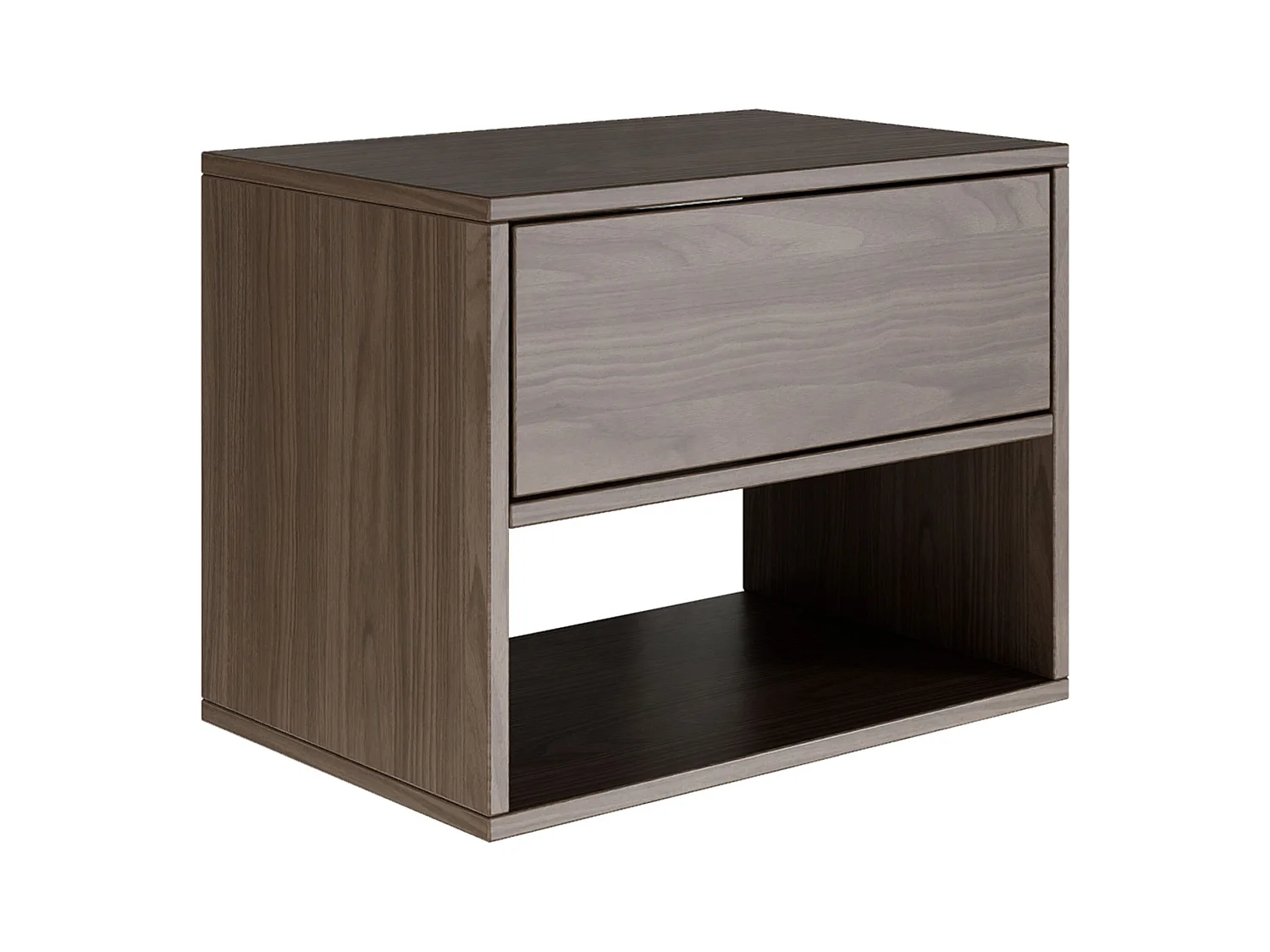 Table de chevet suspendue – avec tiroir et niche – effet bois noyer – 50 cm – FRAMME