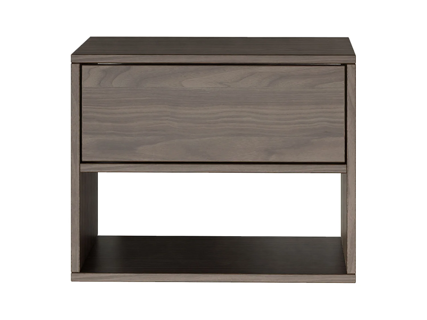 Table de chevet suspendue – avec tiroir et niche – effet bois noyer – 50 cm – FRAMME