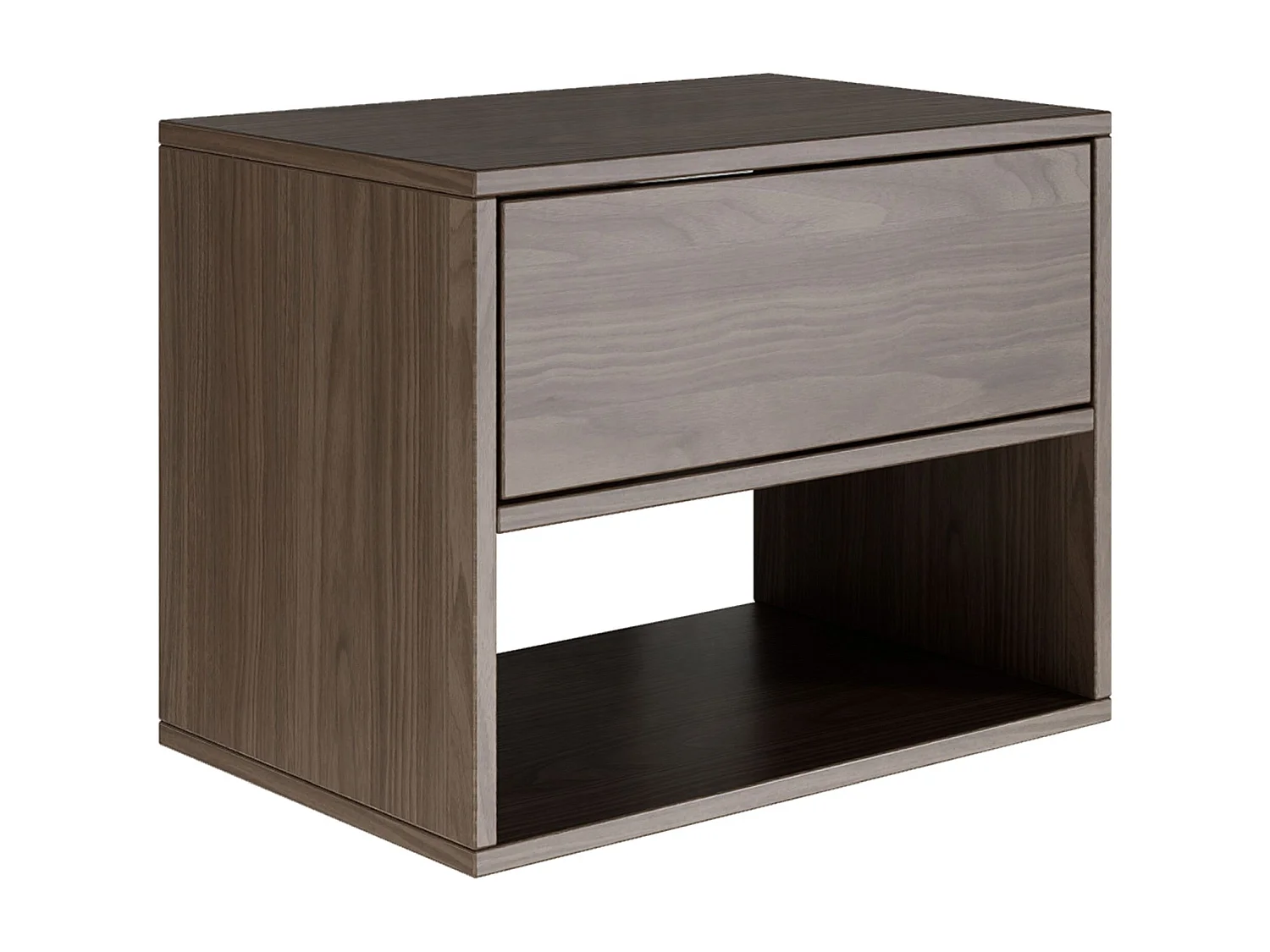 Table de chevet suspendue – avec tiroir et niche – effet bois noyer – 50 cm – FRAMME