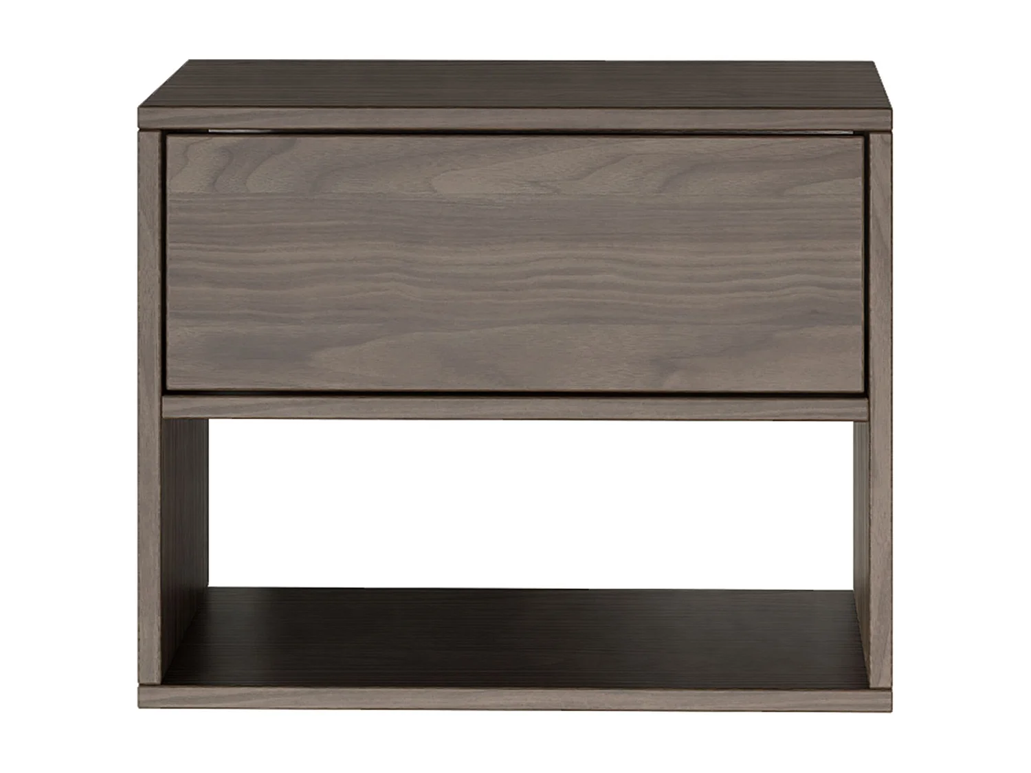 Table de chevet suspendue – avec tiroir et niche – effet bois noyer – 50 cm – FRAMME