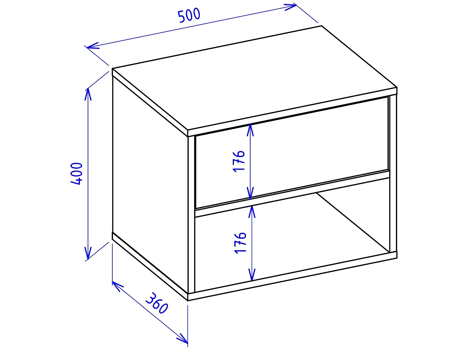 Nachttisch hängend – mit Schublade und Fach – Holzoptik Walnuss – 50 cm – FRAMME