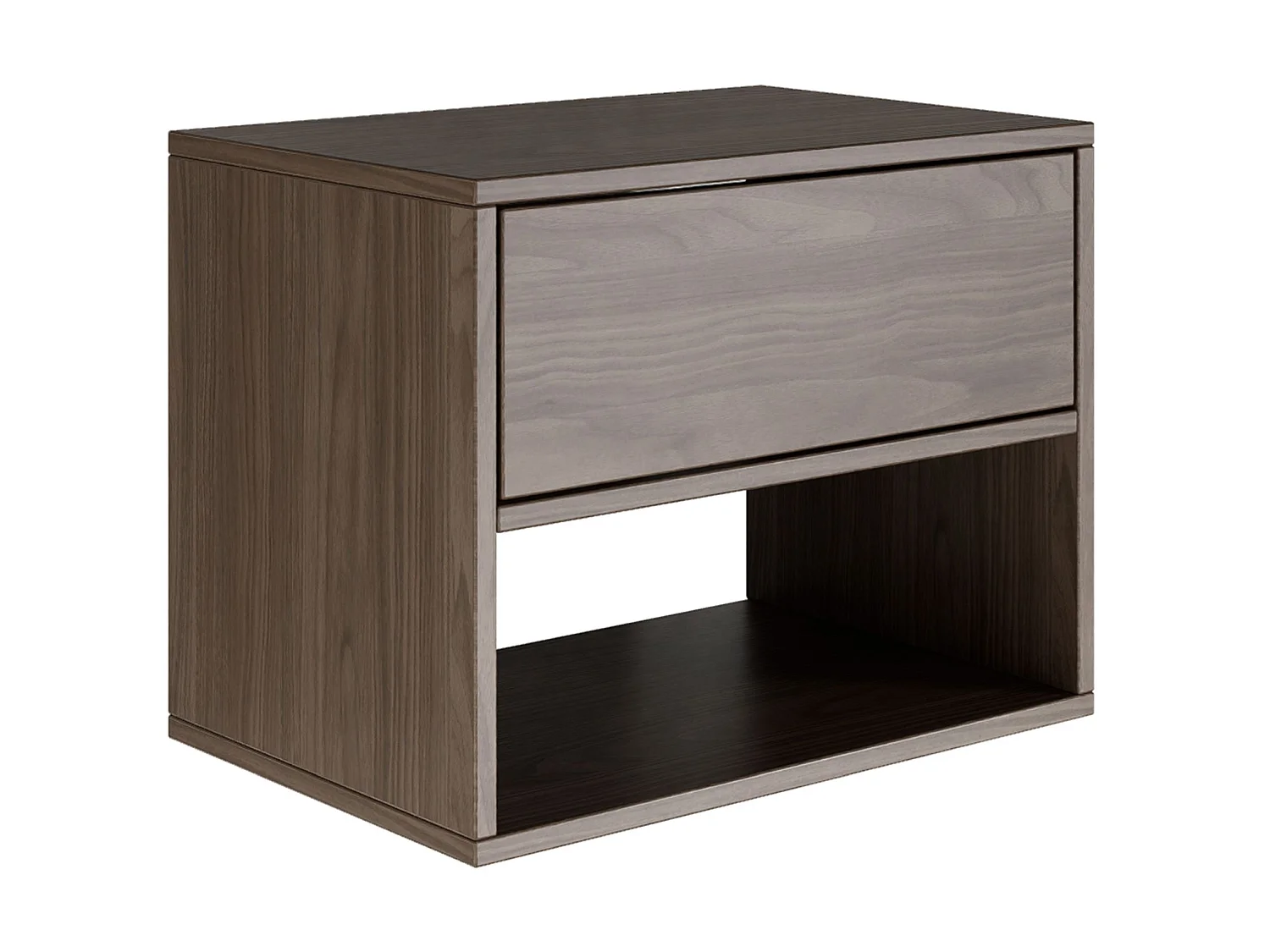 Nachttisch hängend – mit Schublade und Fach – Holzoptik Walnuss – 50 cm – FRAMME