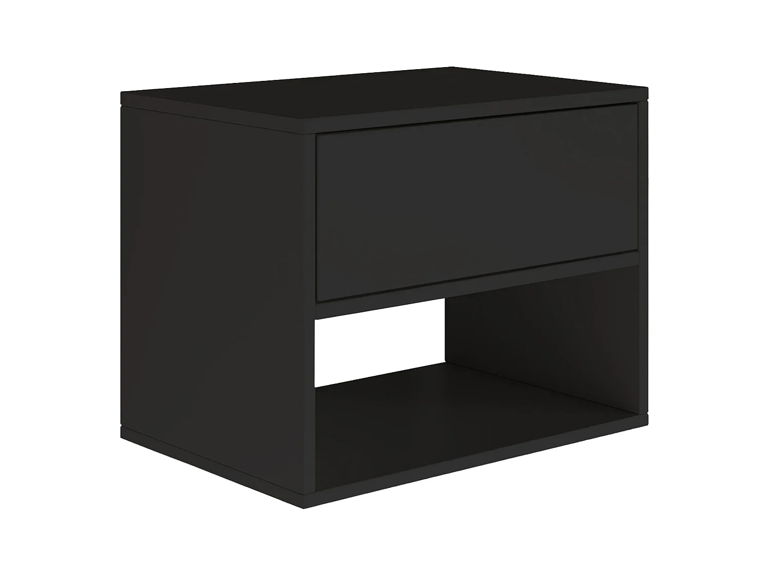 Table de chevet suspendue – avec tiroir et niche – noir – 50 cm – FRAMME