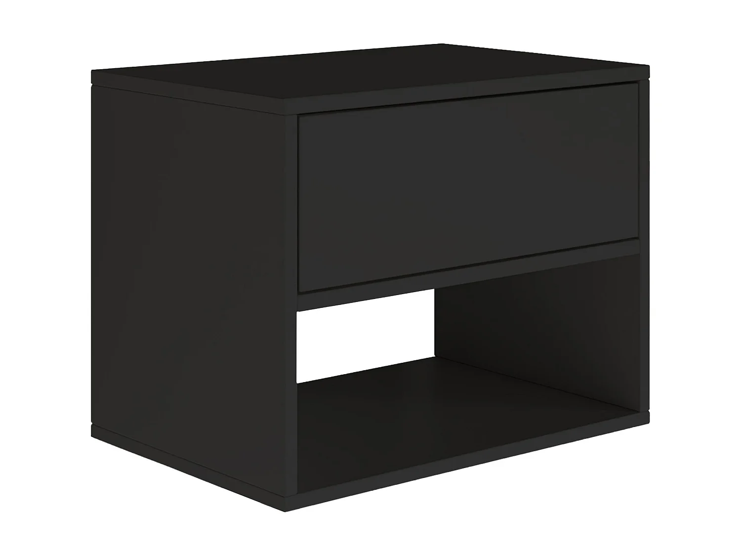 Table de chevet suspendue – avec tiroir et niche – noir – 50 cm – FRAMME