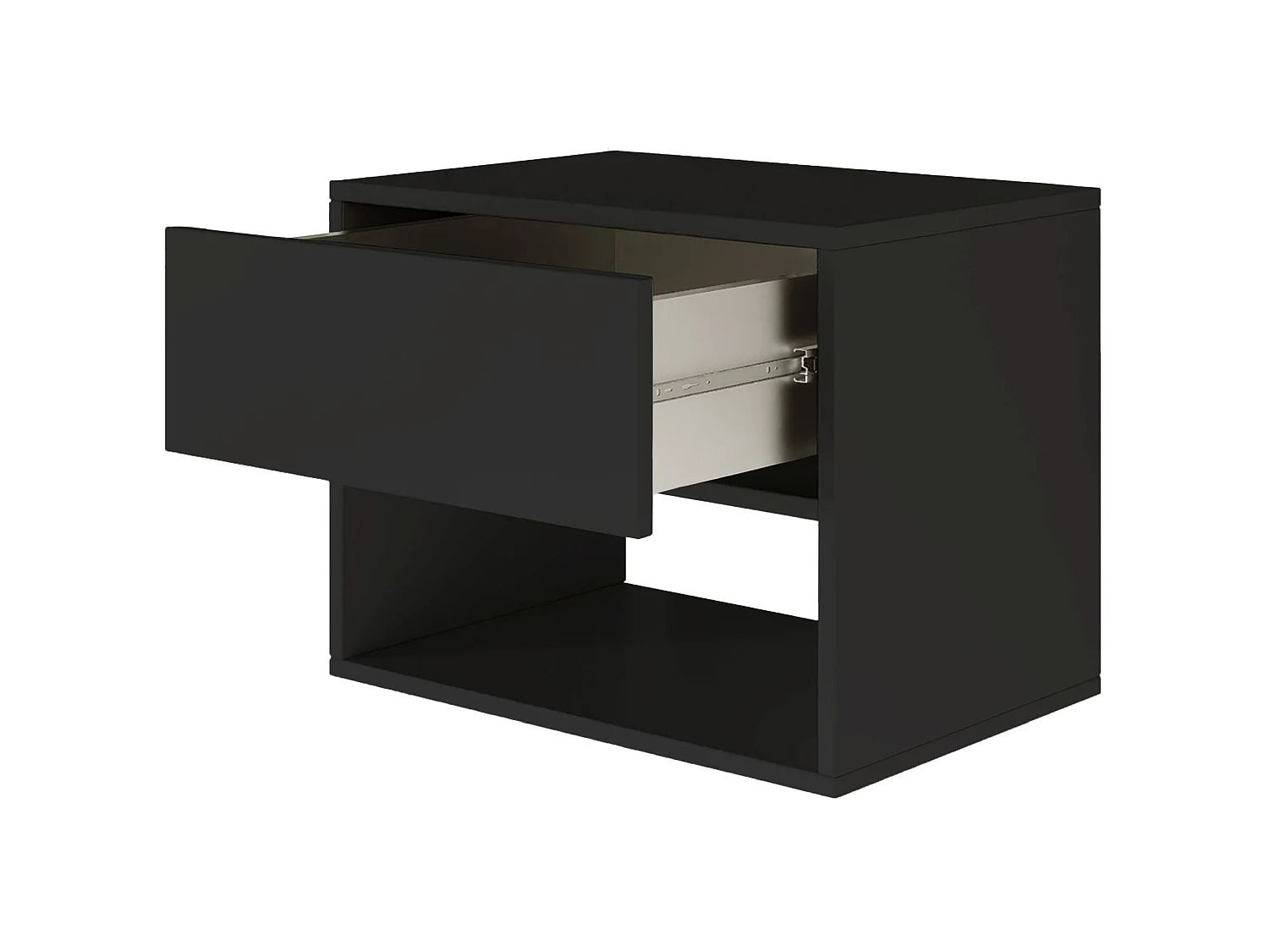 Nachttisch hängend – mit Schublade und Fach – Schwarz – 50 cm – FRAMME