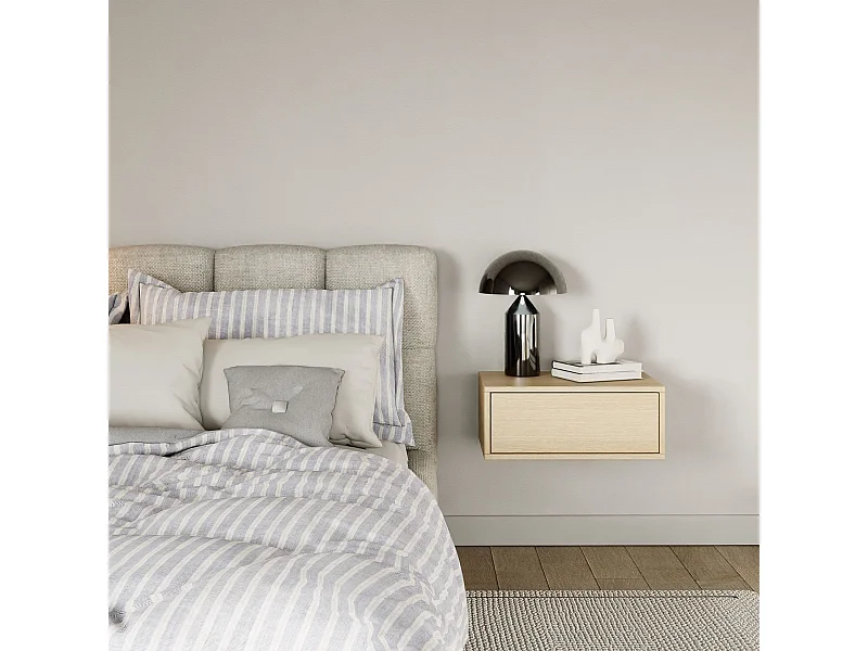 Table de chevet suspendue – avec tiroir – effet bois chêne – 50 cm – FRAMME