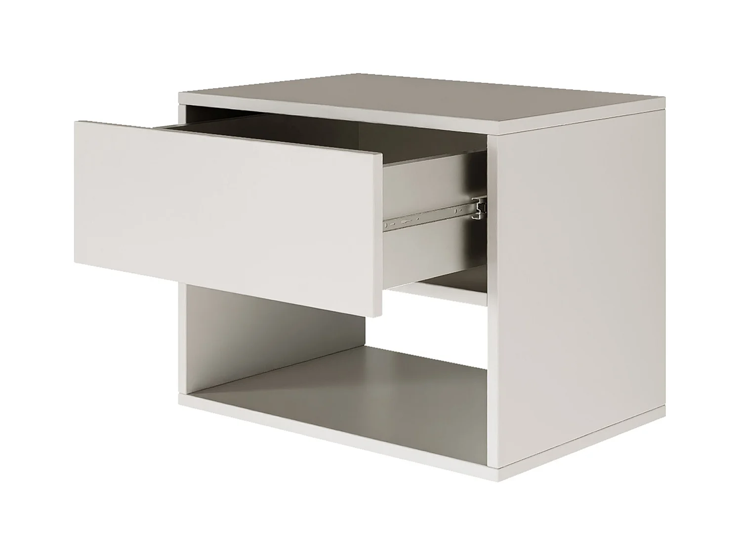 Table de chevet suspendue – avec tiroir et niche – blanc – 50 cm – FRAMME