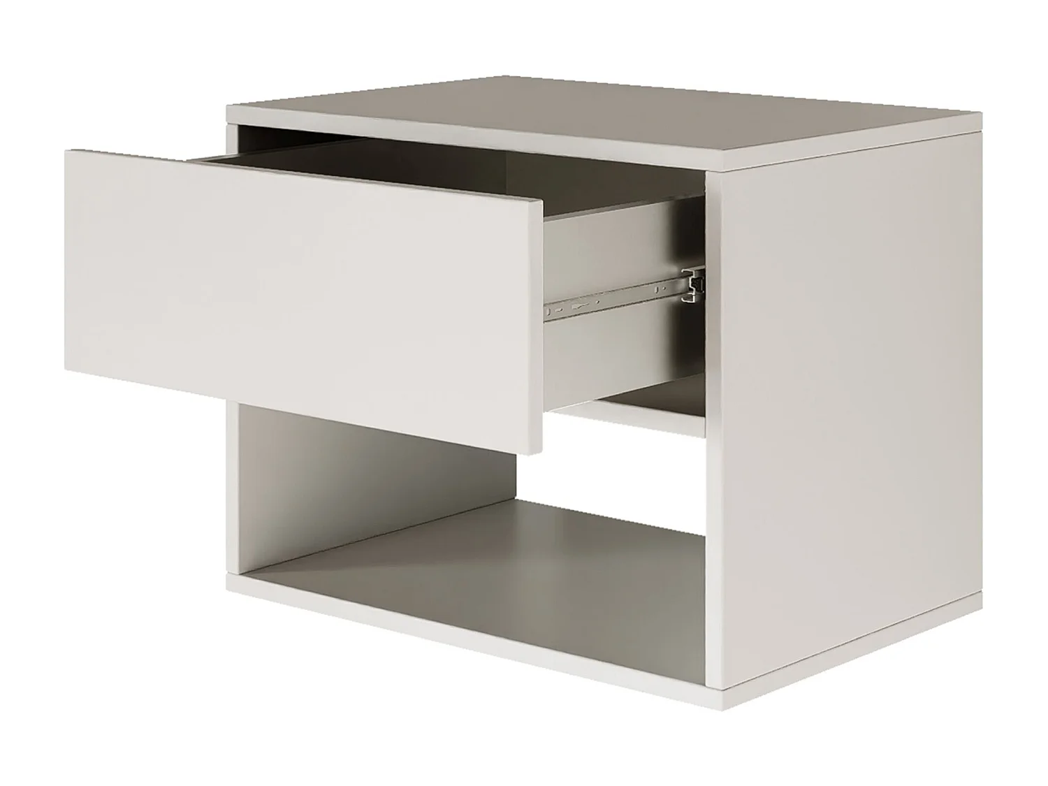 Table de chevet suspendue – avec tiroir et niche – blanc – 50 cm – FRAMME