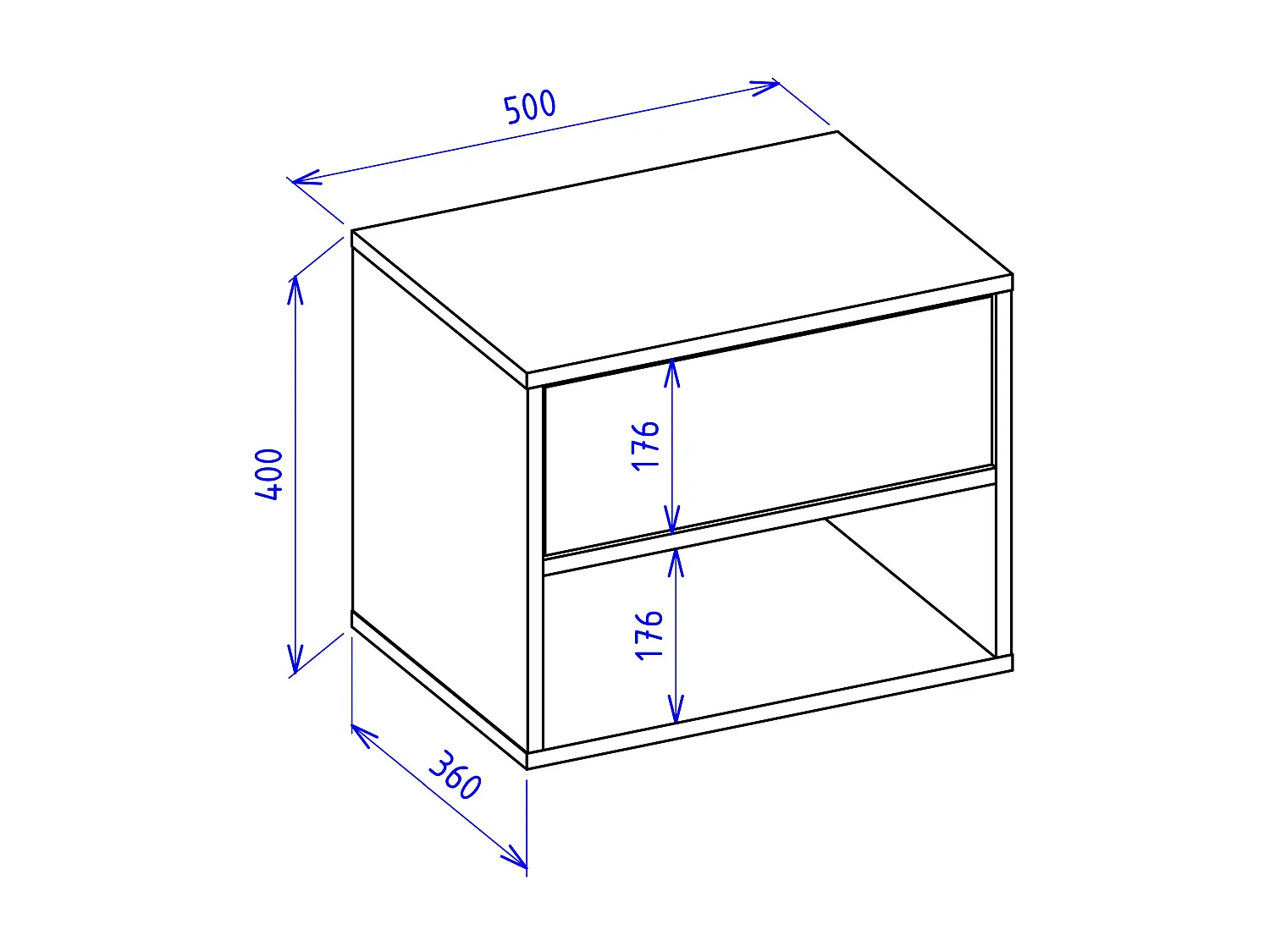 Table de chevet suspendue – avec tiroir et niche – blanc – 50 cm – FRAMME