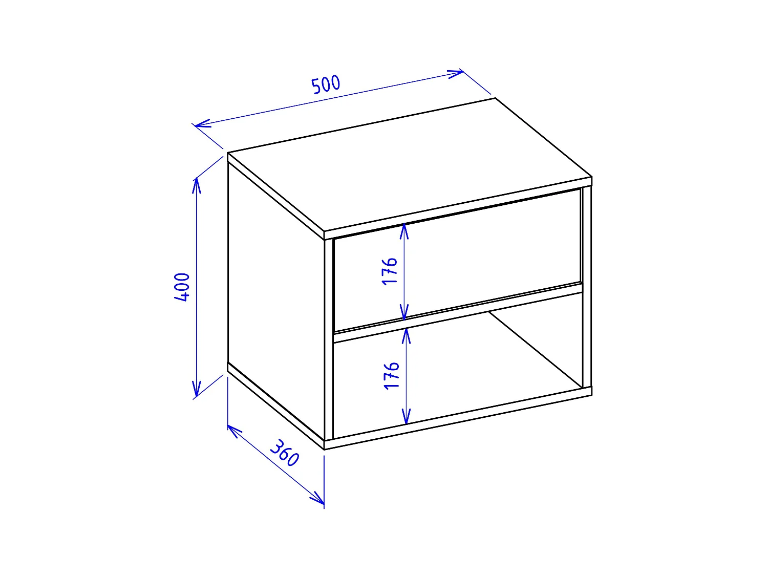 Table de chevet suspendue – avec tiroir et niche – effet bois chêne – 50 cm – FRAMME