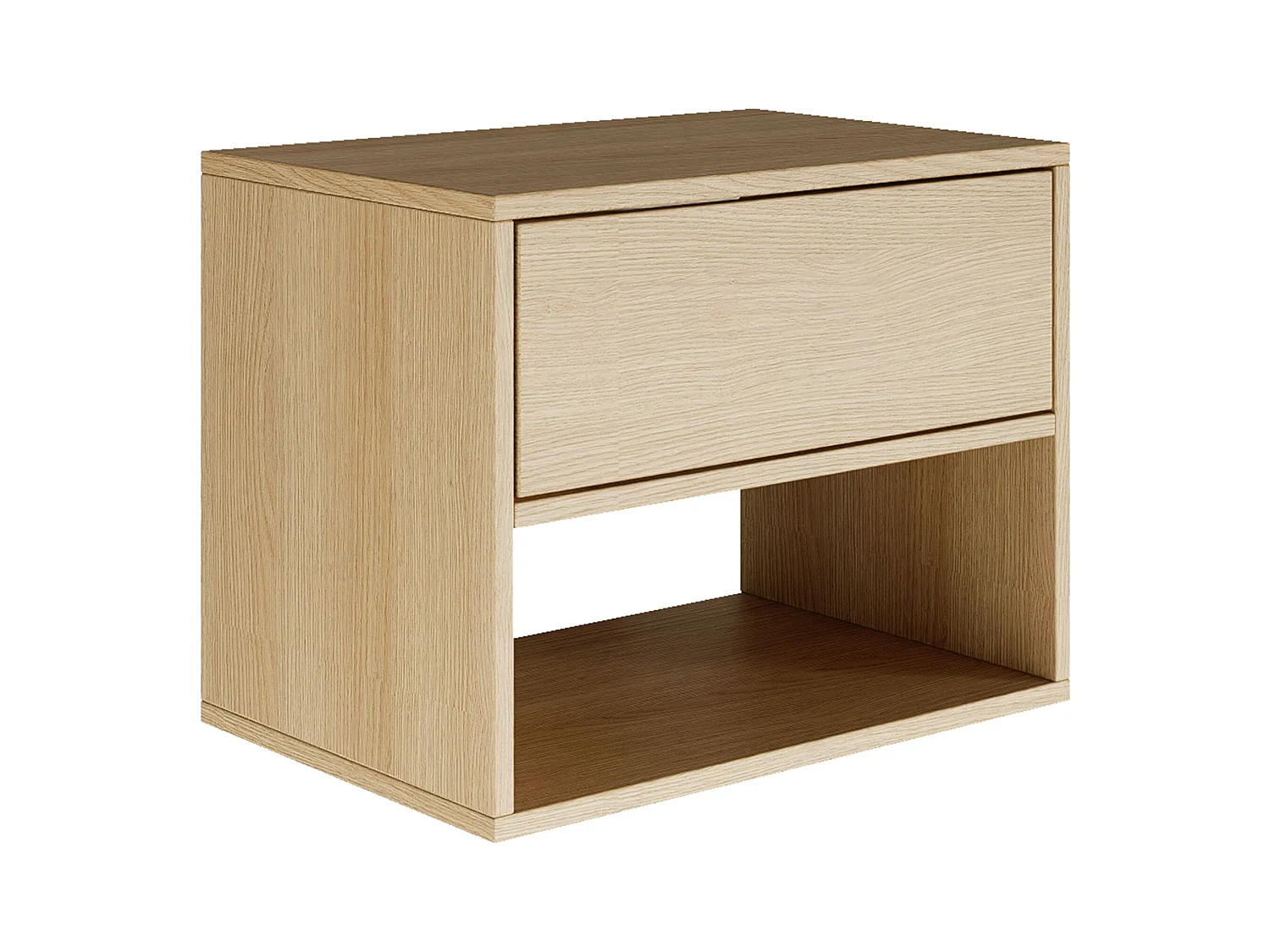 Table de chevet suspendue – avec tiroir et niche – effet bois chêne – 50 cm – FRAMME