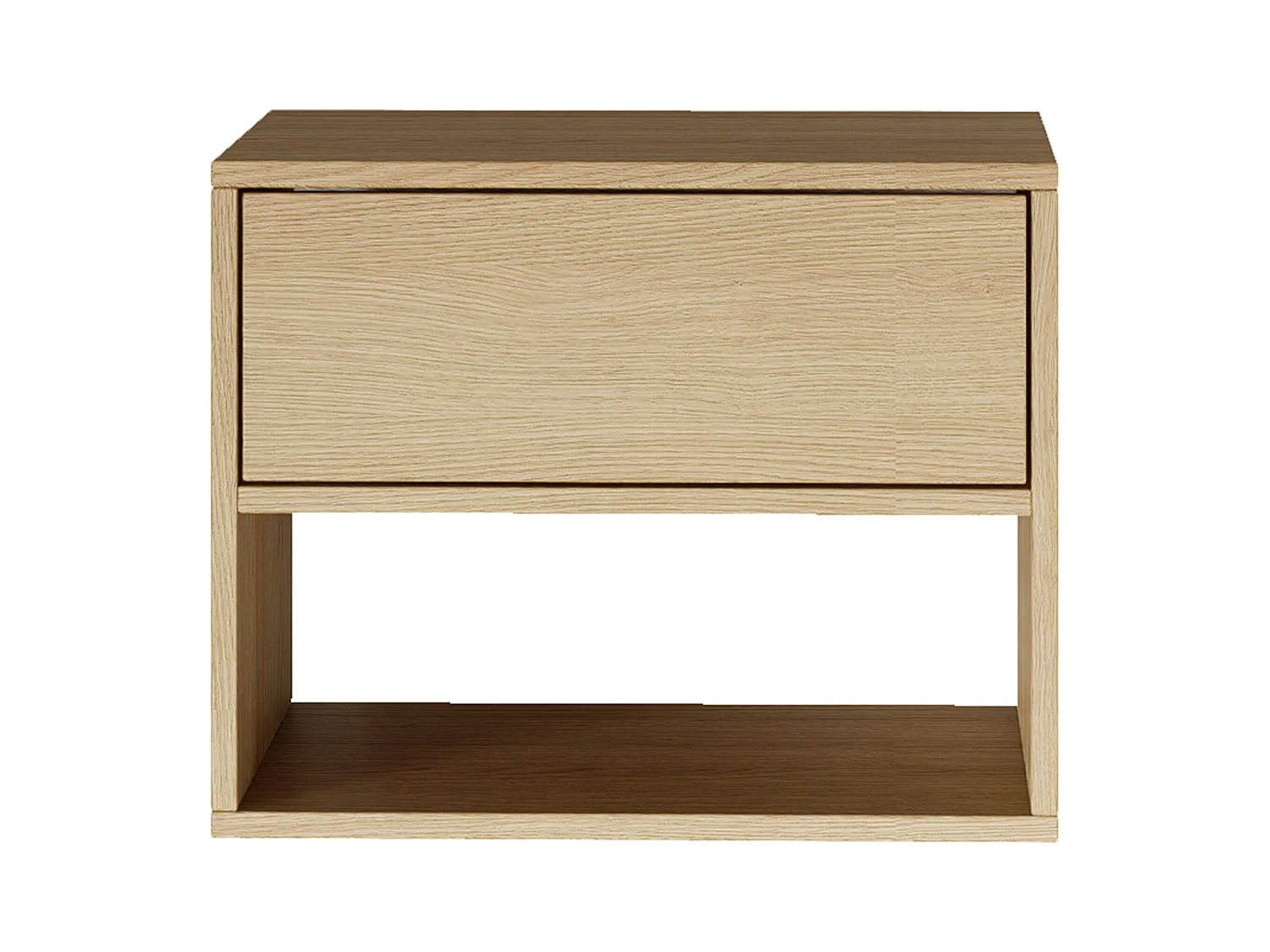 Table de chevet suspendue – avec tiroir et niche – effet bois chêne – 50 cm – FRAMME