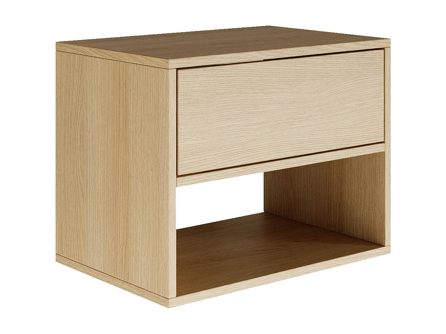 Table de chevet suspendue – avec tiroir et niche – effet bois chêne – 50 cm – FRAMME