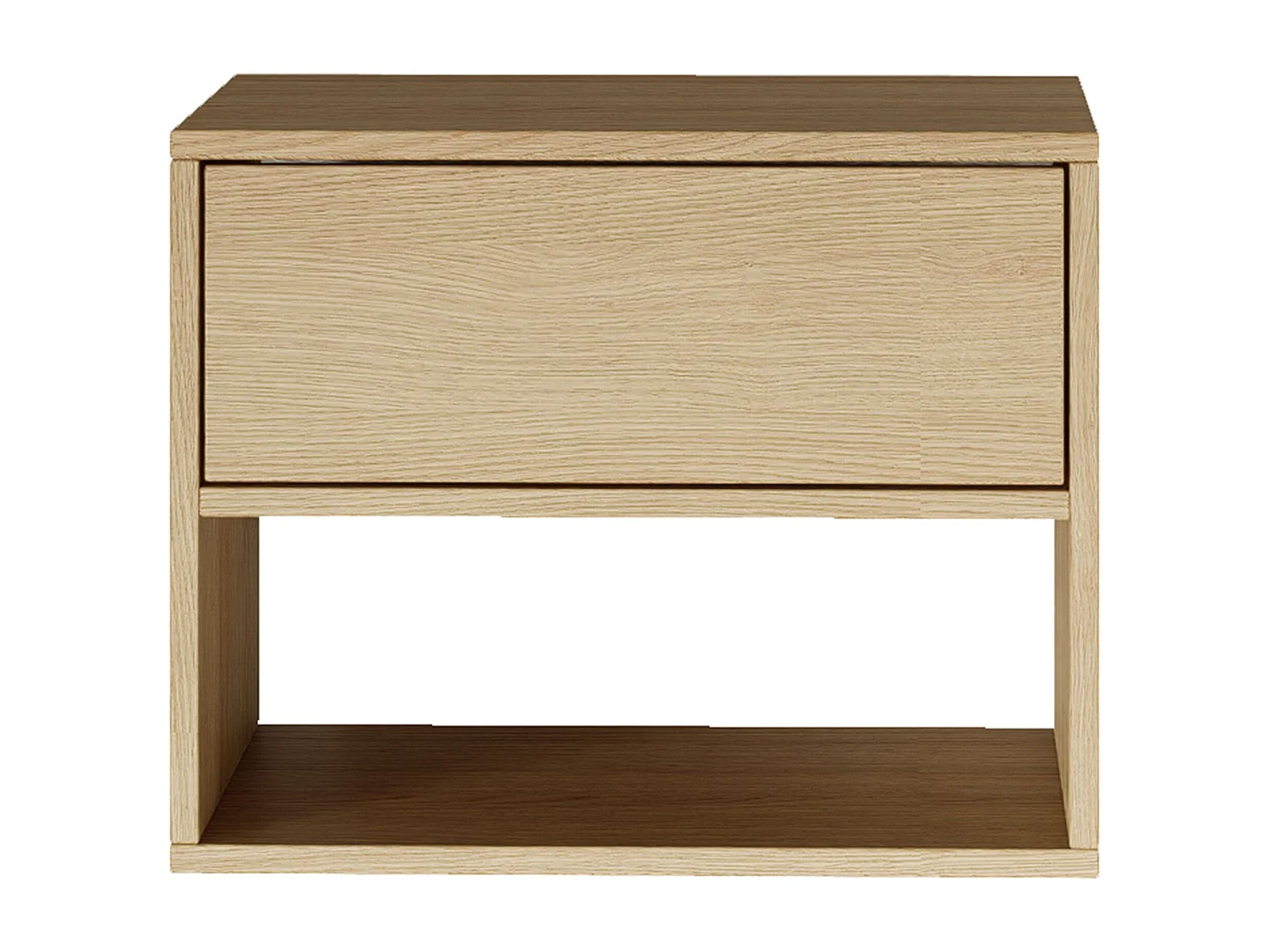 Table de chevet suspendue – avec tiroir et niche – effet bois chêne – 50 cm – FRAMME