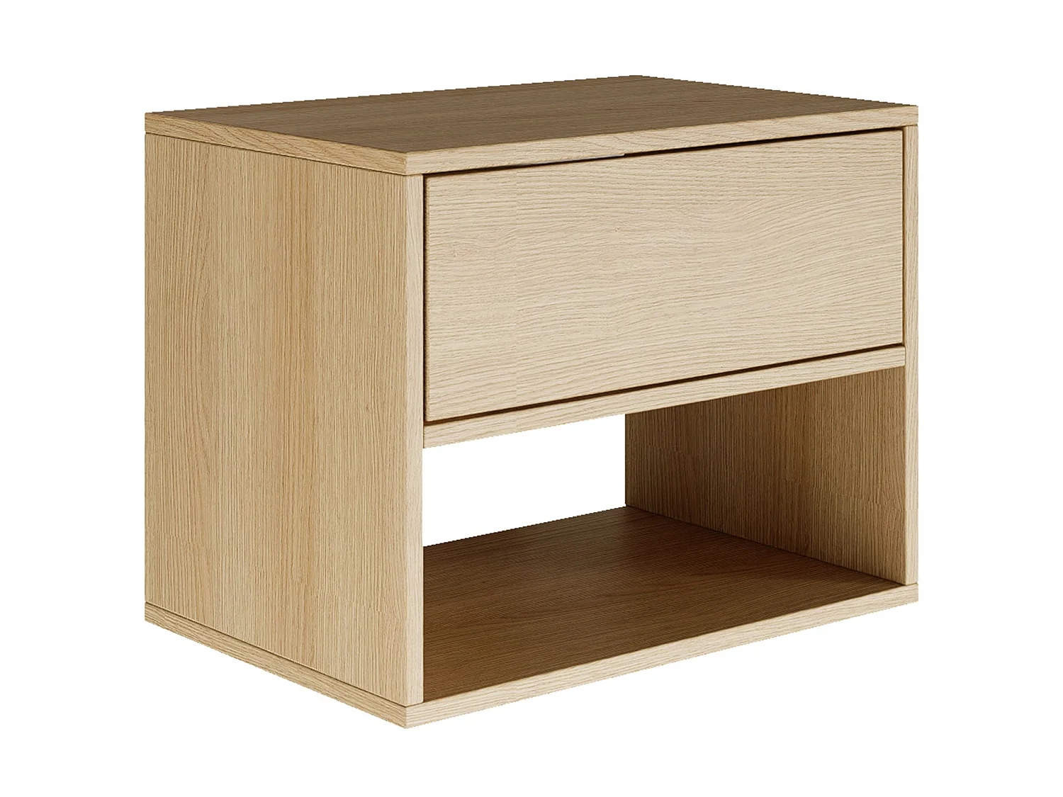 Nachttisch hängend – mit Schublade und Fach – Holzoptik Eiche – 50 cm – FRAMME