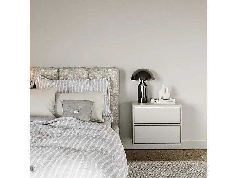 Mesita de noche colgante – con 2 cajones – blanco – 50 cm – FRAMME