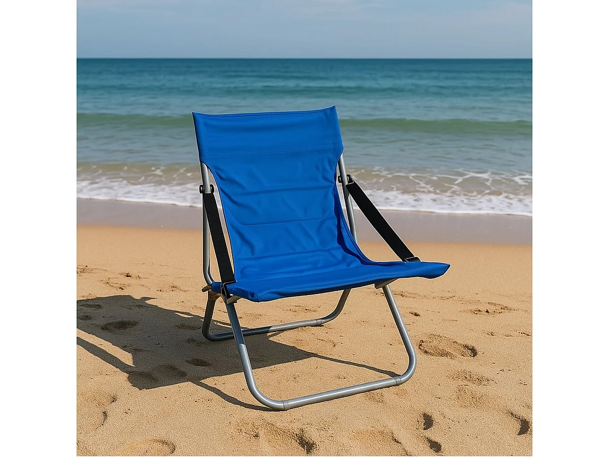 Silla de playa Verona diseño plegable azul 92x65x68 cm