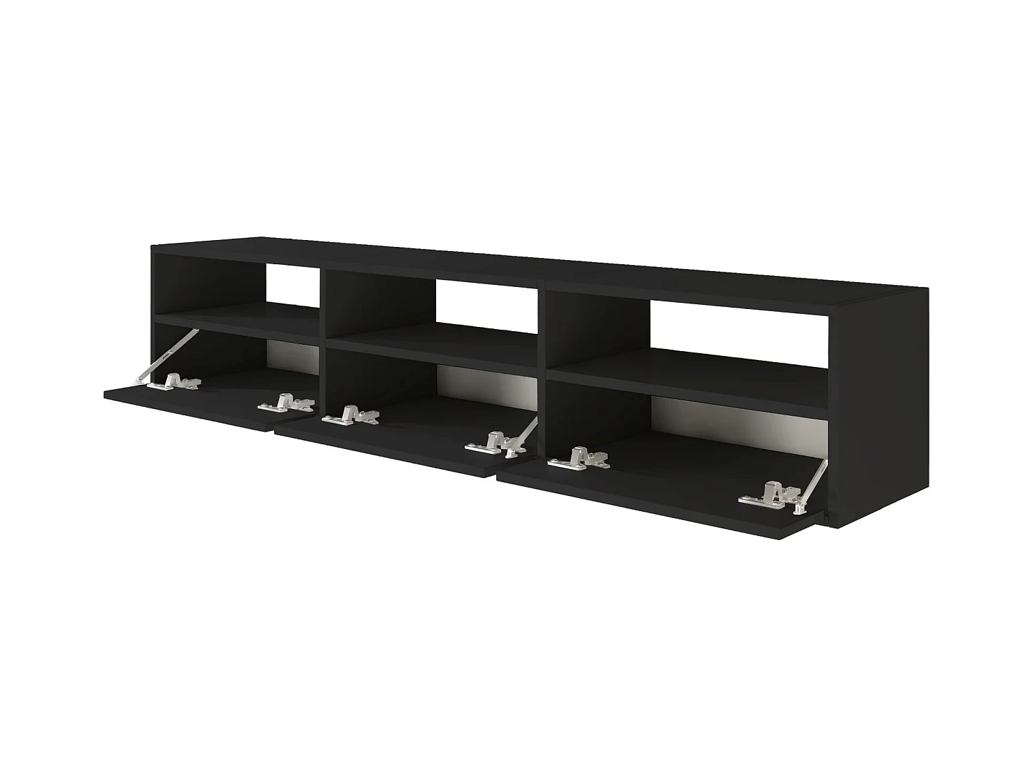 Mobile TV con 3 ante e ripiani – nero – 150 cm – FRAMME