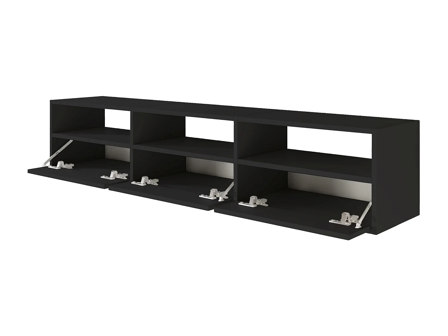 Meuble TV avec 3 abattants et étagères – noir – 150 cm – FRAMME