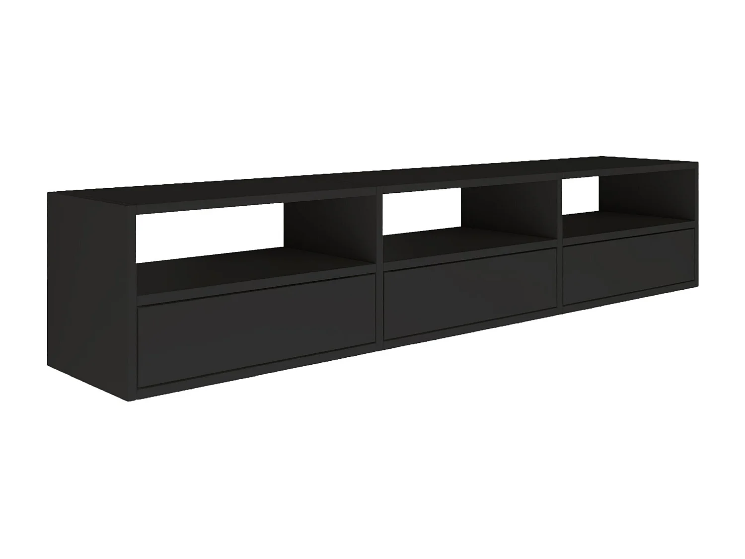 Meuble TV avec 3 abattants et étagères – noir – 150 cm – FRAMME
