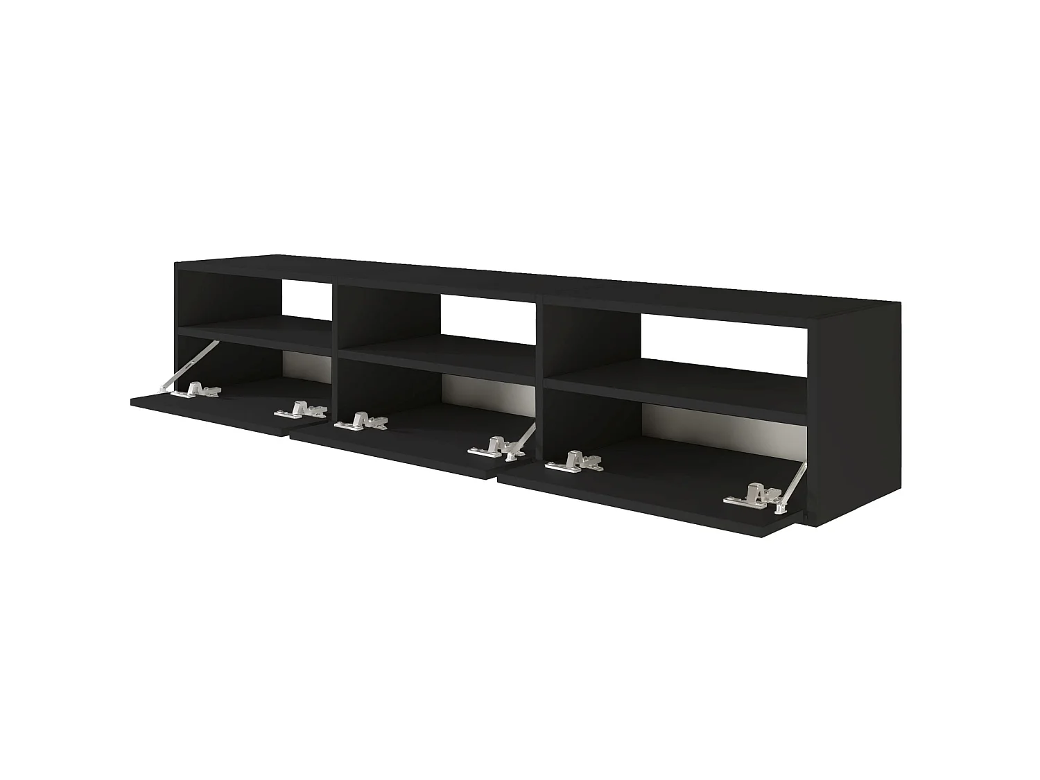 Mobile TV con 3 ante e ripiani – nero – 150 cm – FRAMME