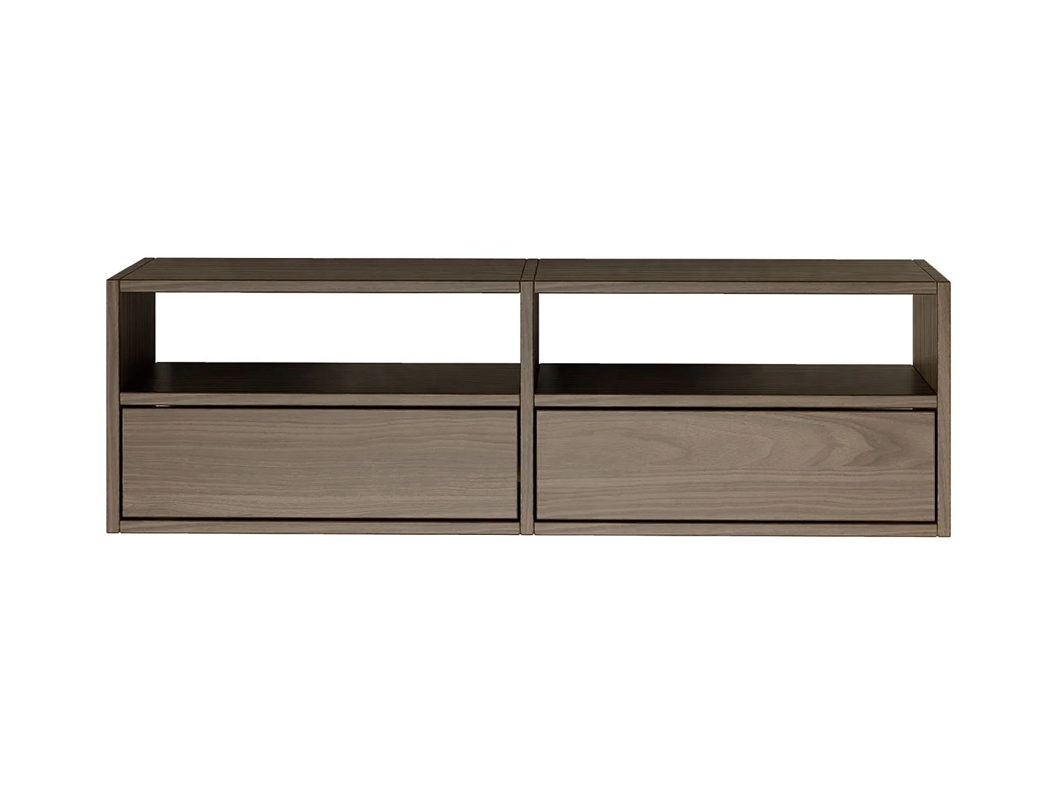 Meuble TV avec 2 abattants et étagères – aspect noyer – 100 cm – FRAMME