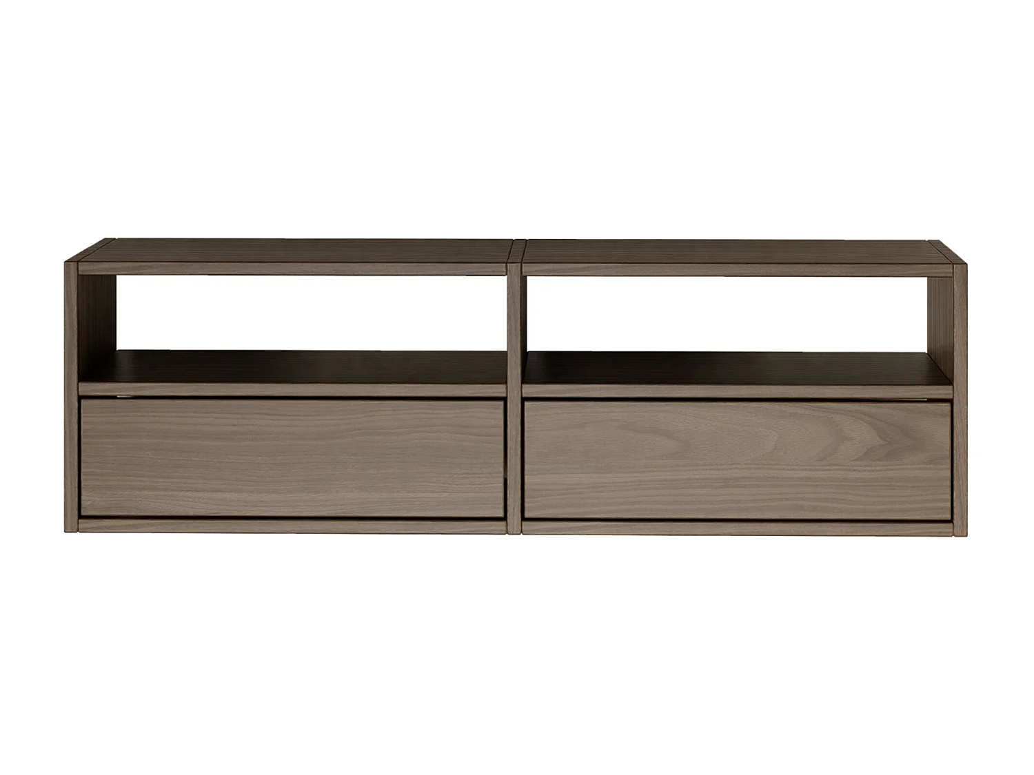 Meuble TV avec 2 abattants et étagères – aspect noyer – 100 cm – FRAMME