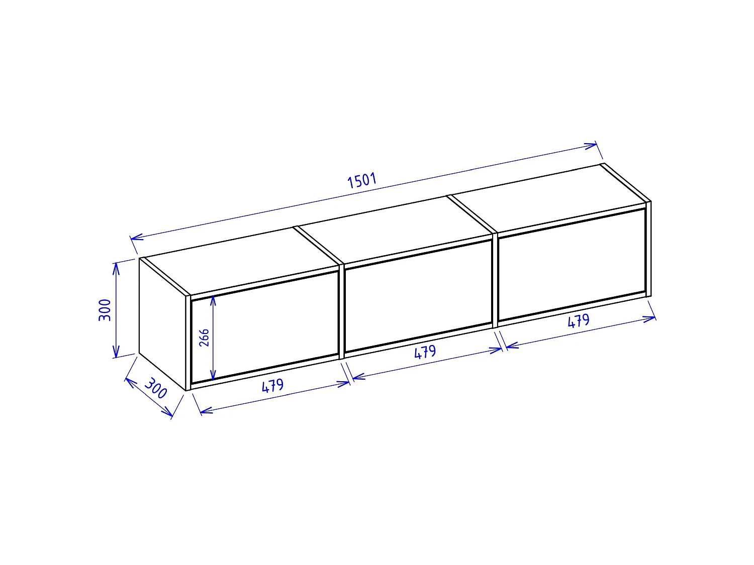 TV-Lowboard mit 3 Klappen – Schwarz – 150 cm – FRAMME