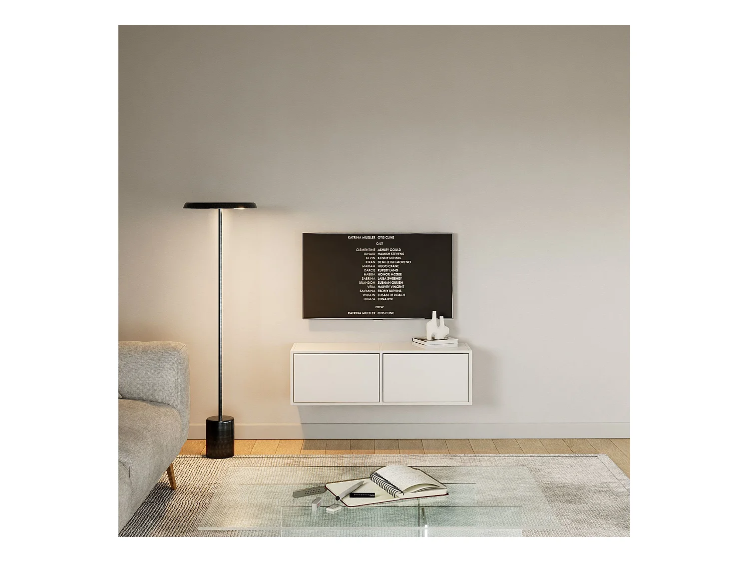 Meuble TV avec 2 abattants – blanc – 100 cm – FRAMME