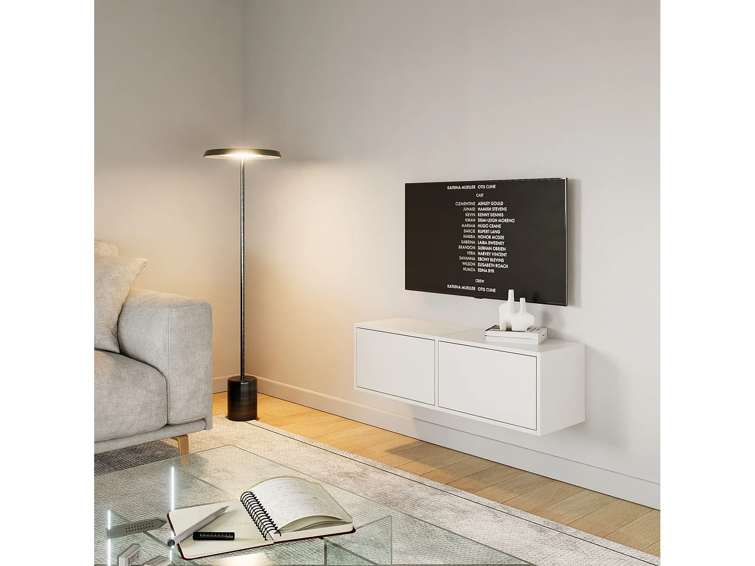 TV-Lowboard mit 2 Klappen – Weiß – 100 cm – FRAMME