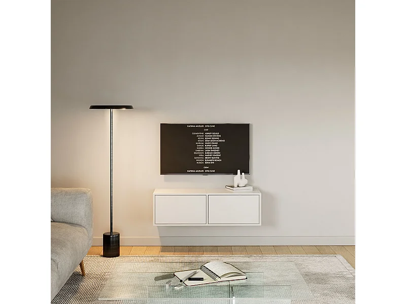 Meuble TV avec 2 abattants – blanc – 100 cm – FRAMME