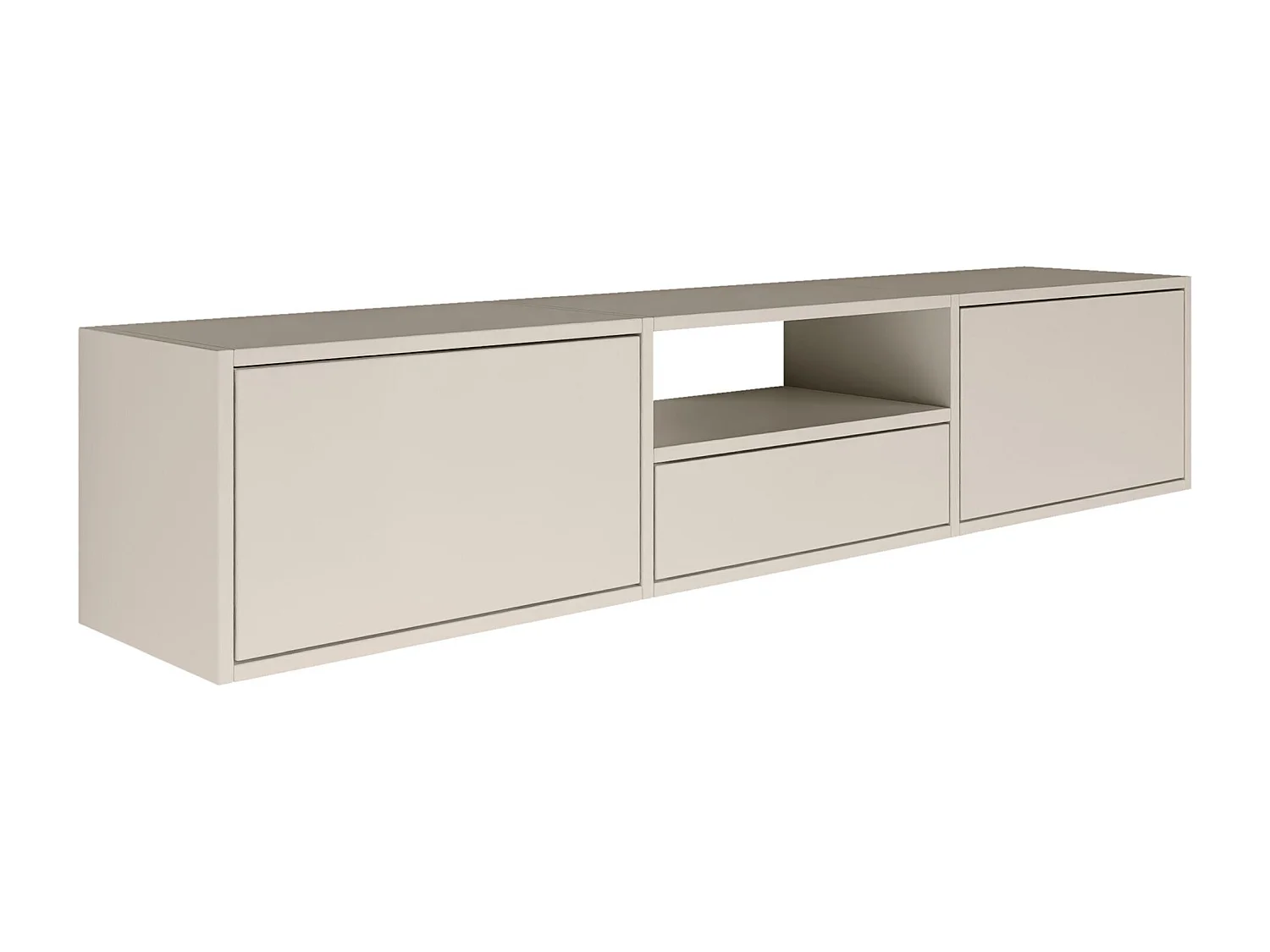 Meuble TV avec 3 abattants et une étagère – gris cachemire – 150 cm – FRAMME