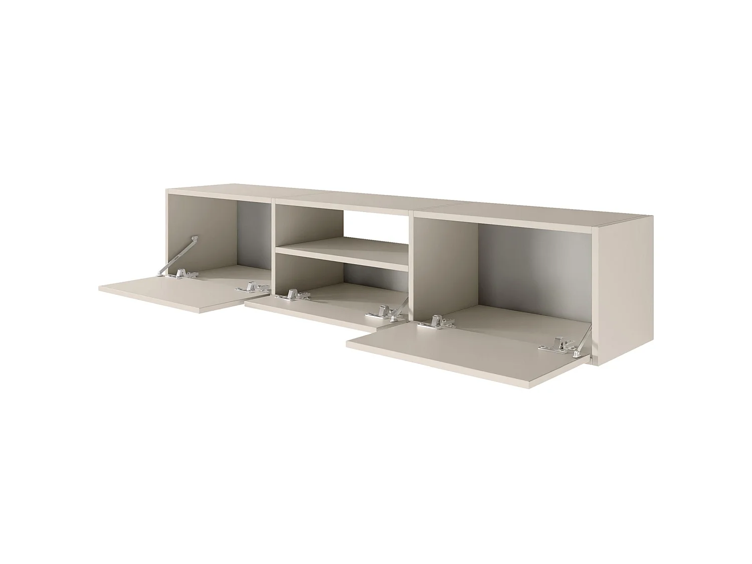 TV-Lowboard mit 3 Klappen und einer Ablage – Kaschmirgrau – 150 cm – FRAMME