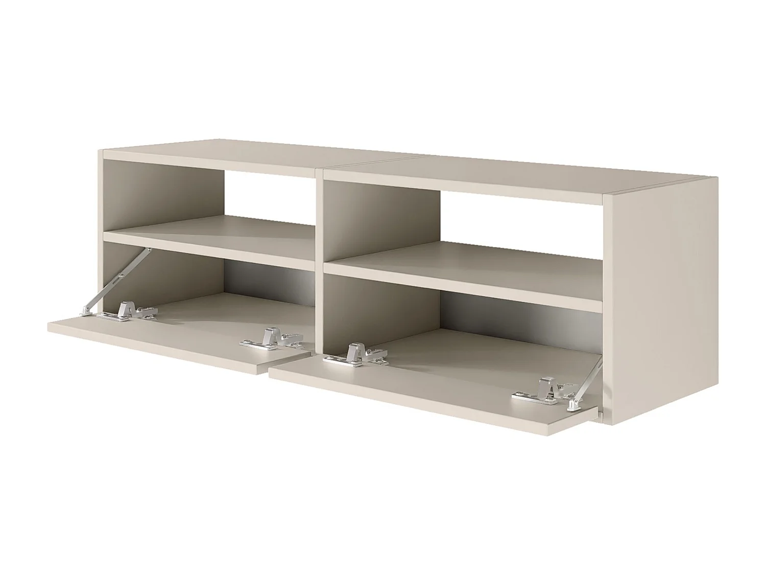 Meuble TV avec 2 abattants et étagères – gris cachemire – 100 cm – FRAMME