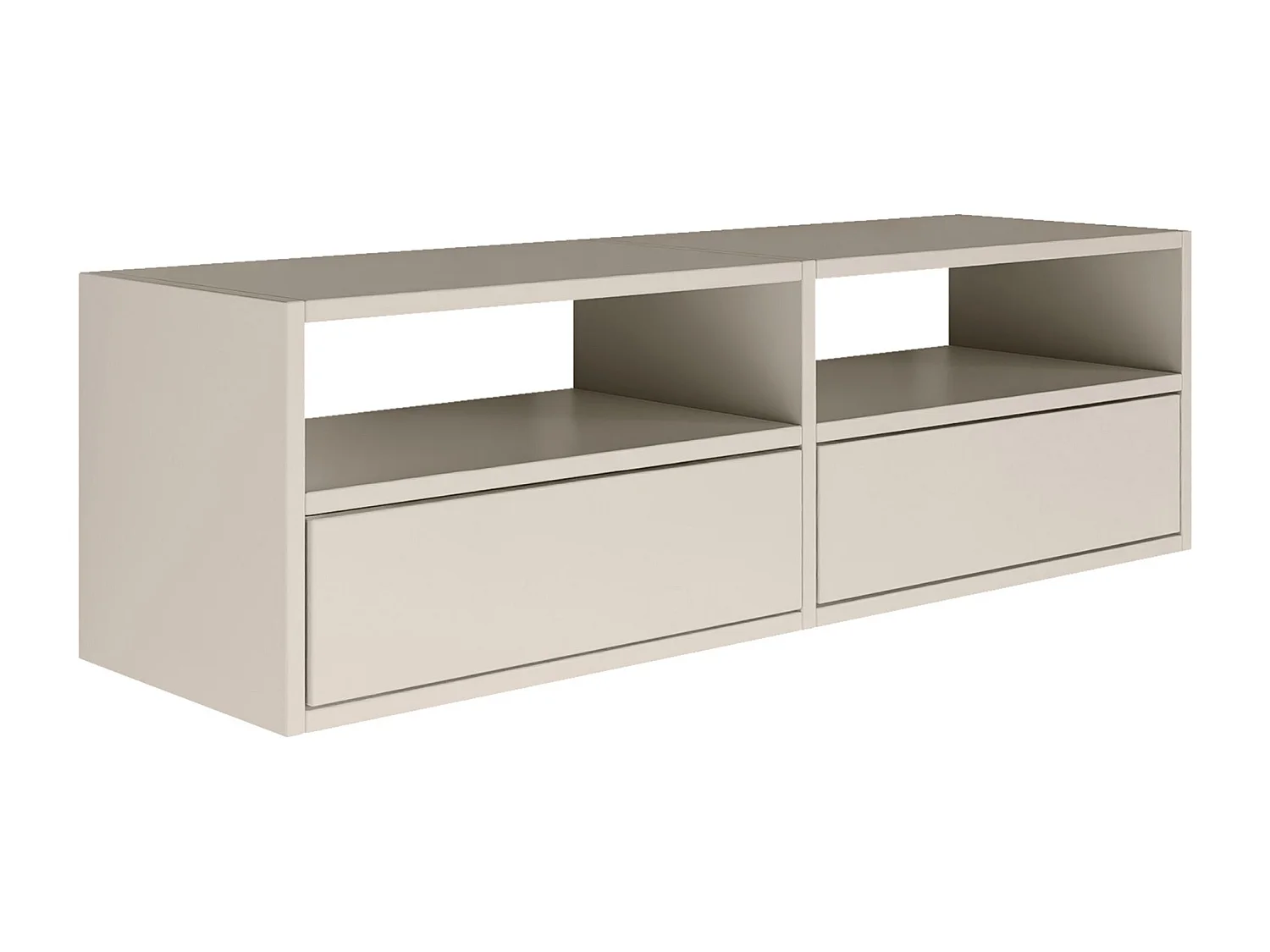 Meuble TV avec 2 abattants et étagères – gris cachemire – 100 cm – FRAMME