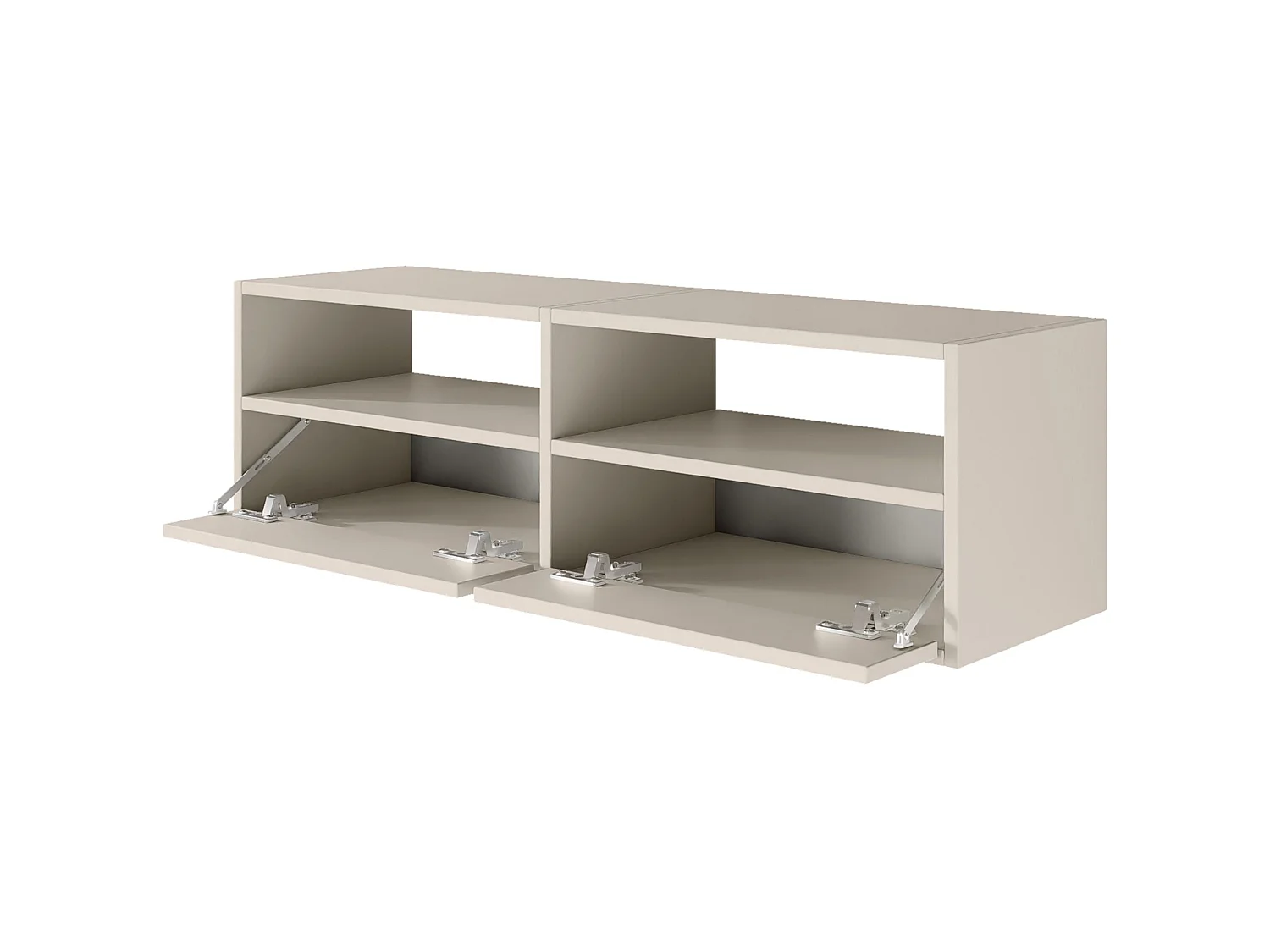 Meuble TV avec 2 abattants et étagères – gris cachemire – 100 cm – FRAMME