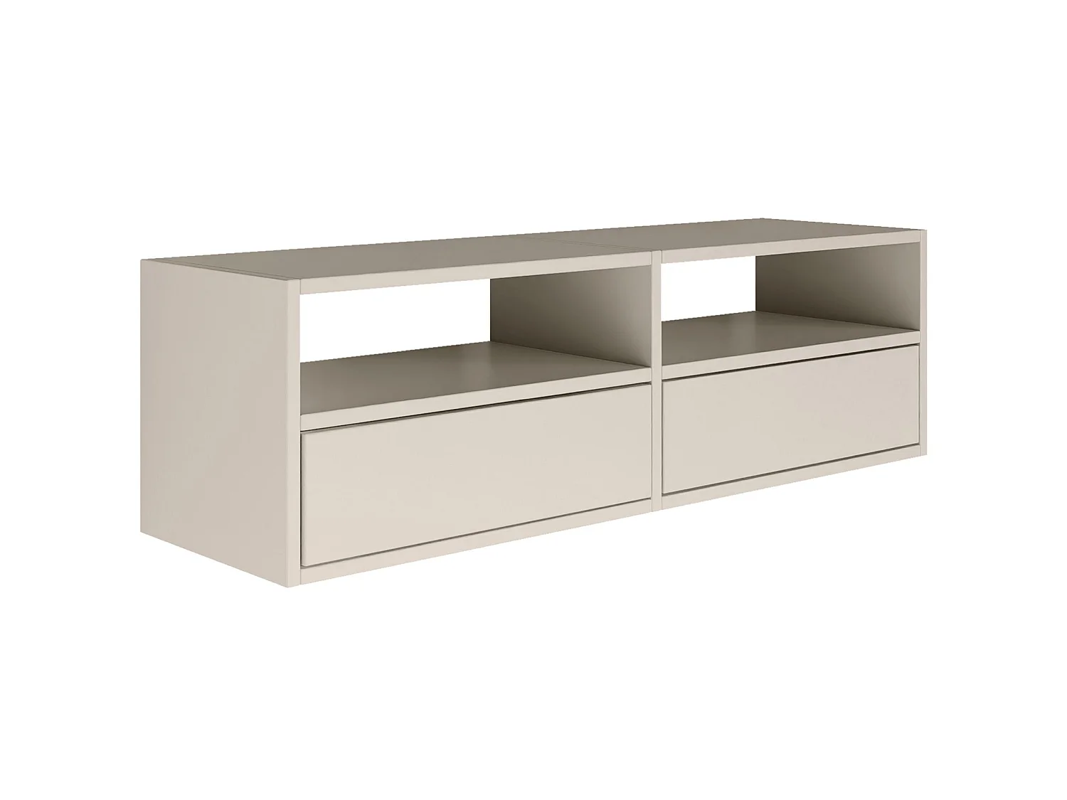 Meuble TV avec 2 abattants et étagères – gris cachemire – 100 cm – FRAMME
