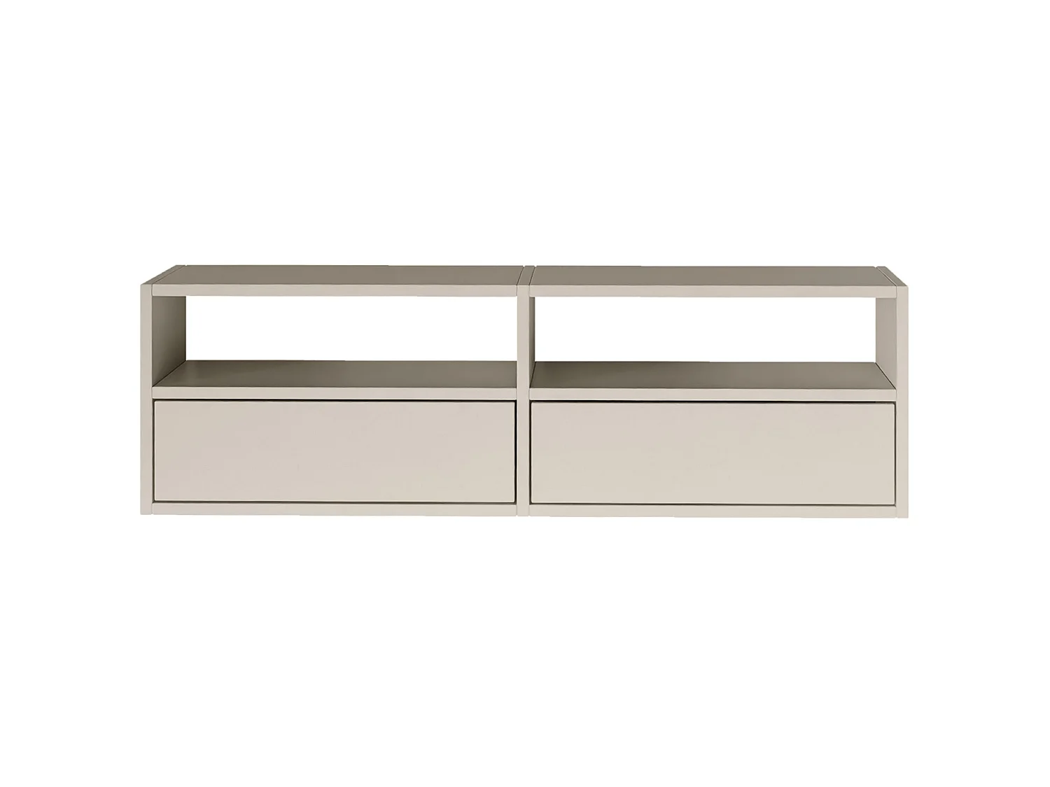 Meuble TV avec 2 abattants et étagères – gris cachemire – 100 cm – FRAMME