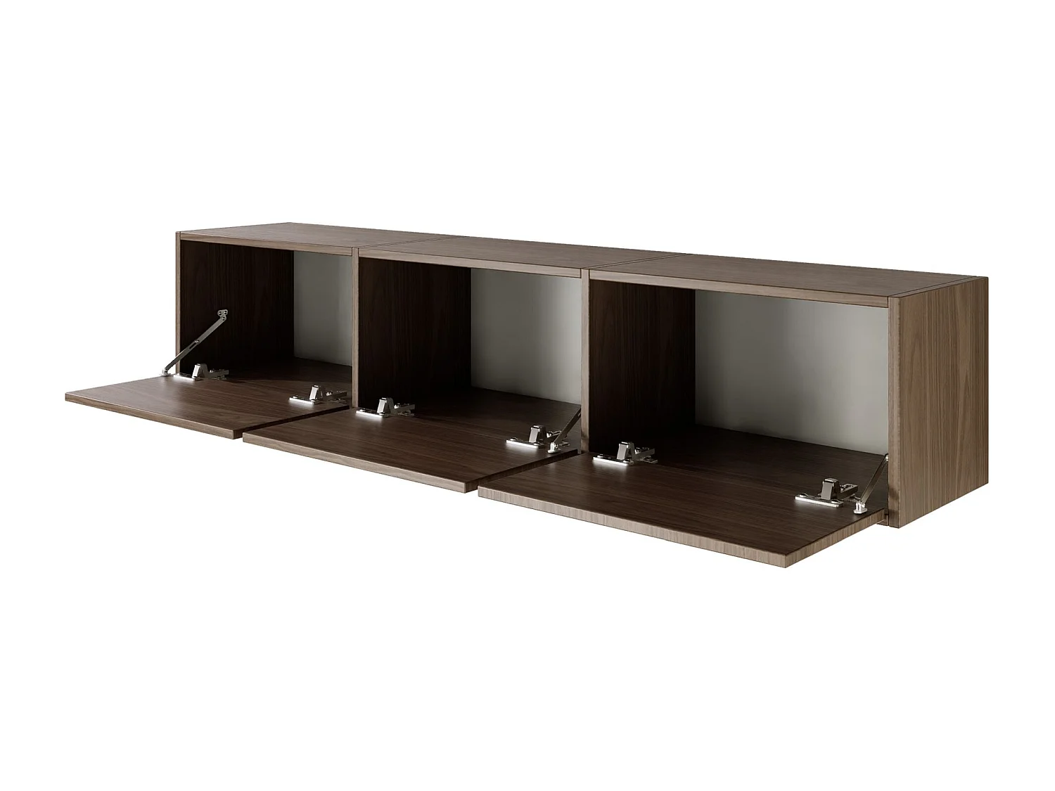 Meuble TV avec 3 abattants – aspect noyer – 150 cm – FRAMME