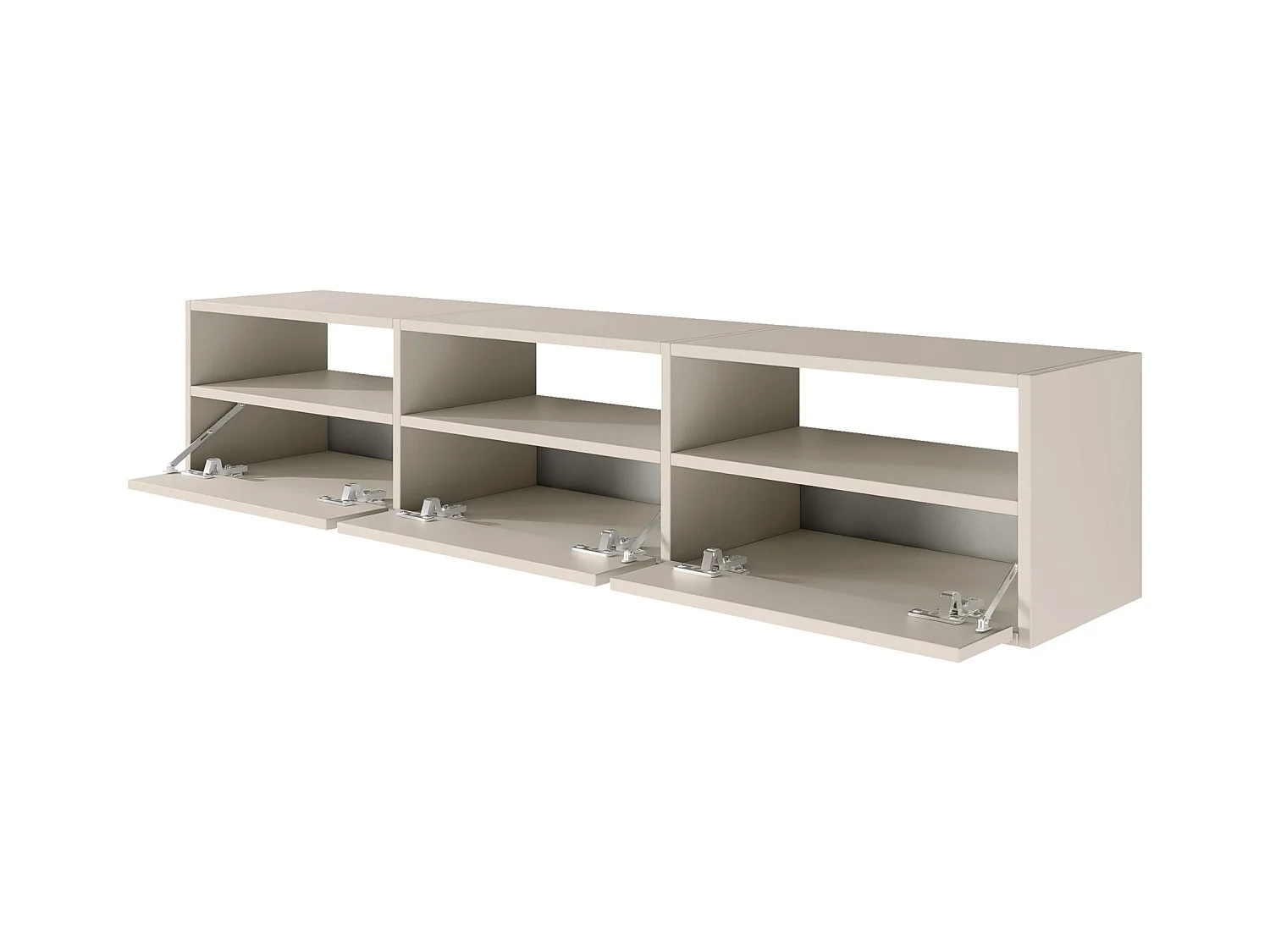 TV-meubel met 3 kleppen en vakken – kasjmier grijs – 150 cm – FRAMME