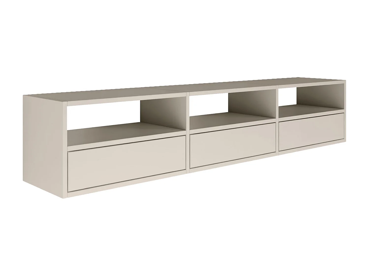 Meuble TV avec 3 abattants et étagères – gris cachemire – 150 cm – FRAMME