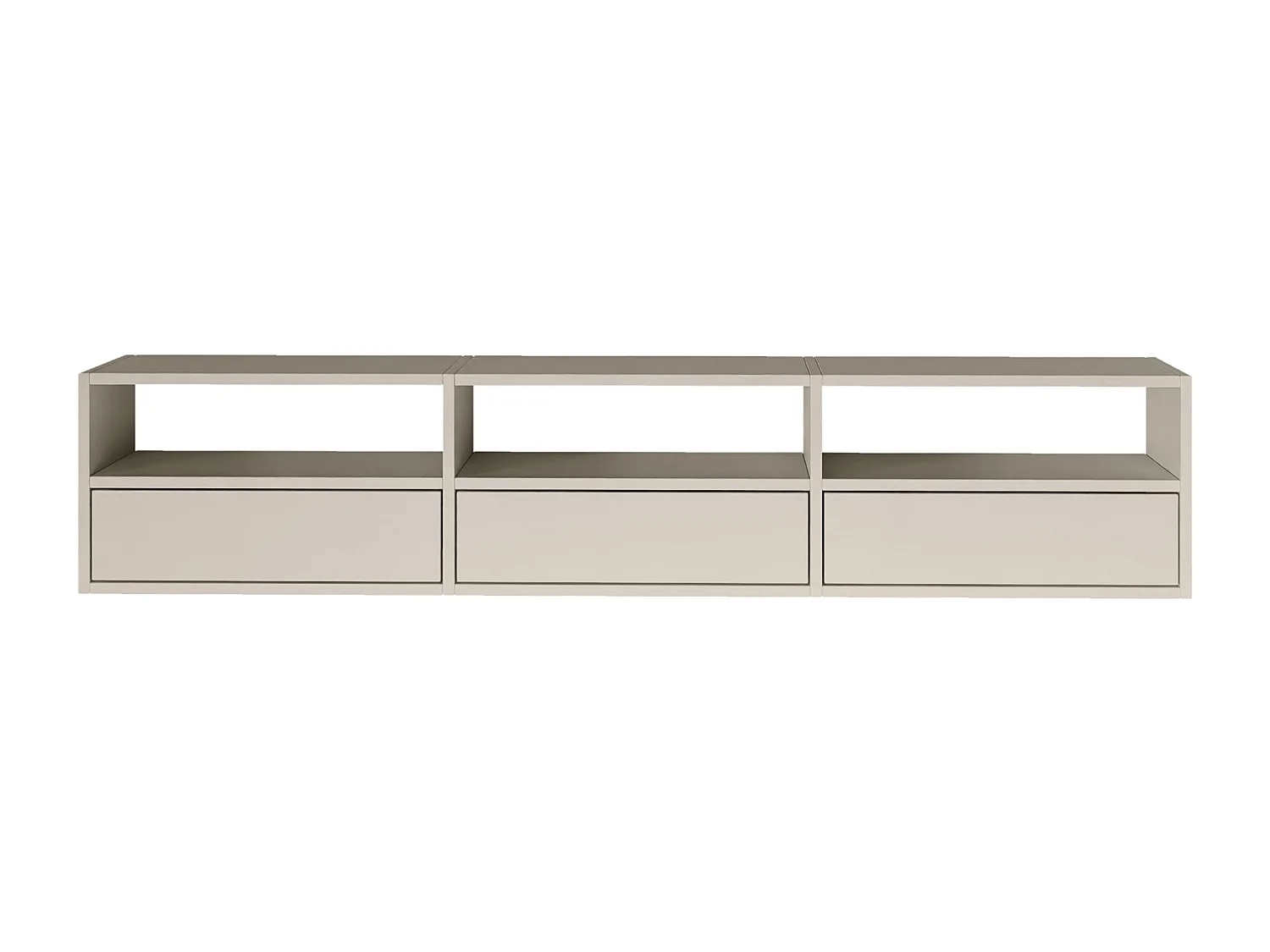 Meuble TV avec 3 abattants et étagères – gris cachemire – 150 cm – FRAMME