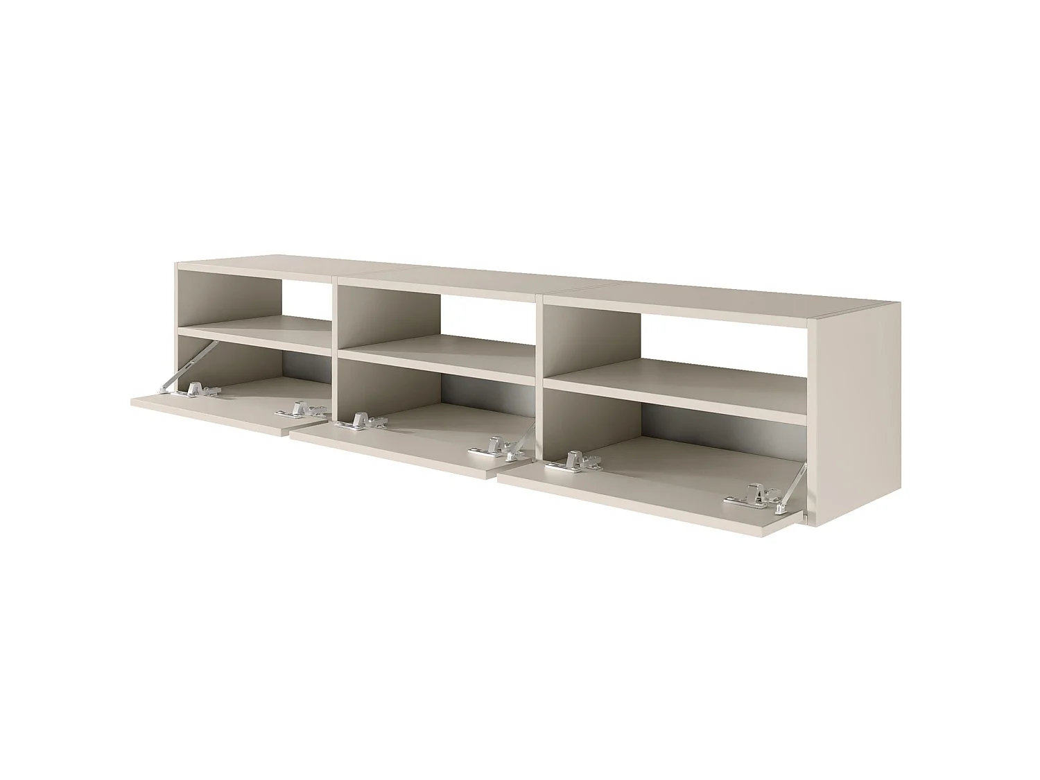 TV-Lowboard mit 3 Klappen und Ablagen – Kaschmirgrau – 150 cm – FRAMME
