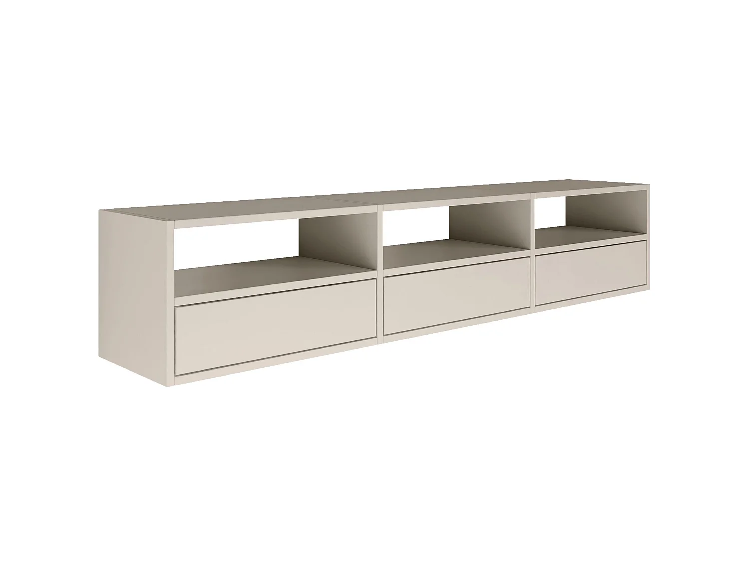 TV-Lowboard mit 3 Klappen und Ablagen – Kaschmirgrau – 150 cm – FRAMME